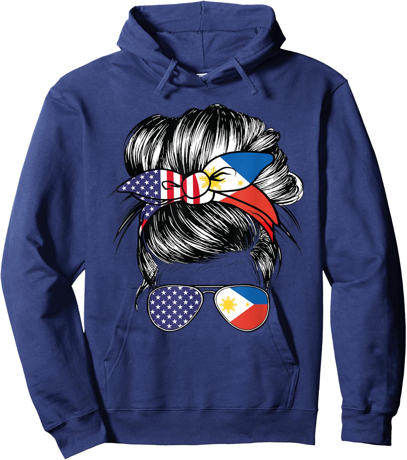 Philippines Flag American Women Girl USA Heritage Filipina Hoodie - Hoodie | Navy