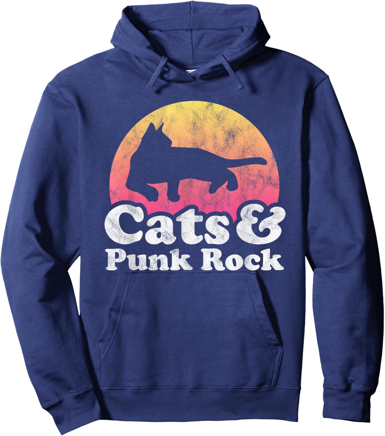 Cats and Punk Rock Men's or Women's Cat Hoodie - Hoodie | Navy