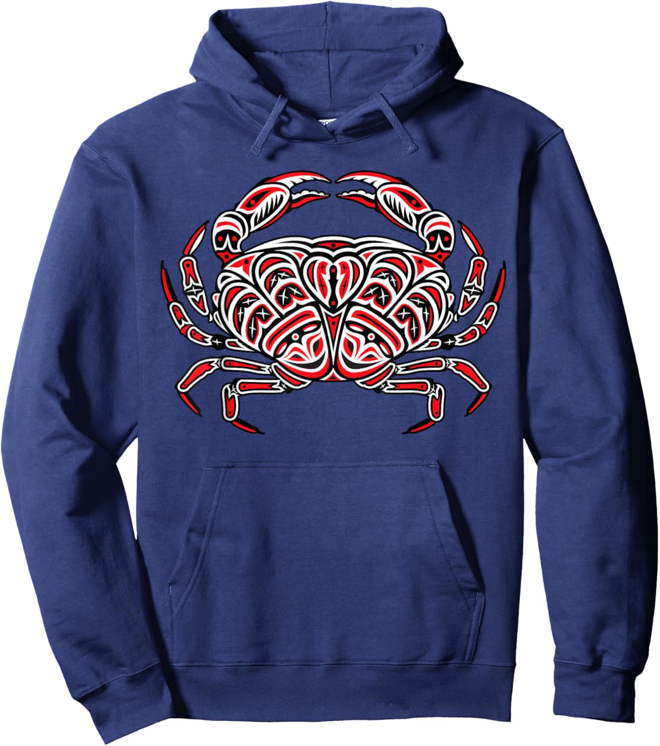 Dungeness Crab Fisherman Northwest Art Native American Hoodie - Hoodie | Navy