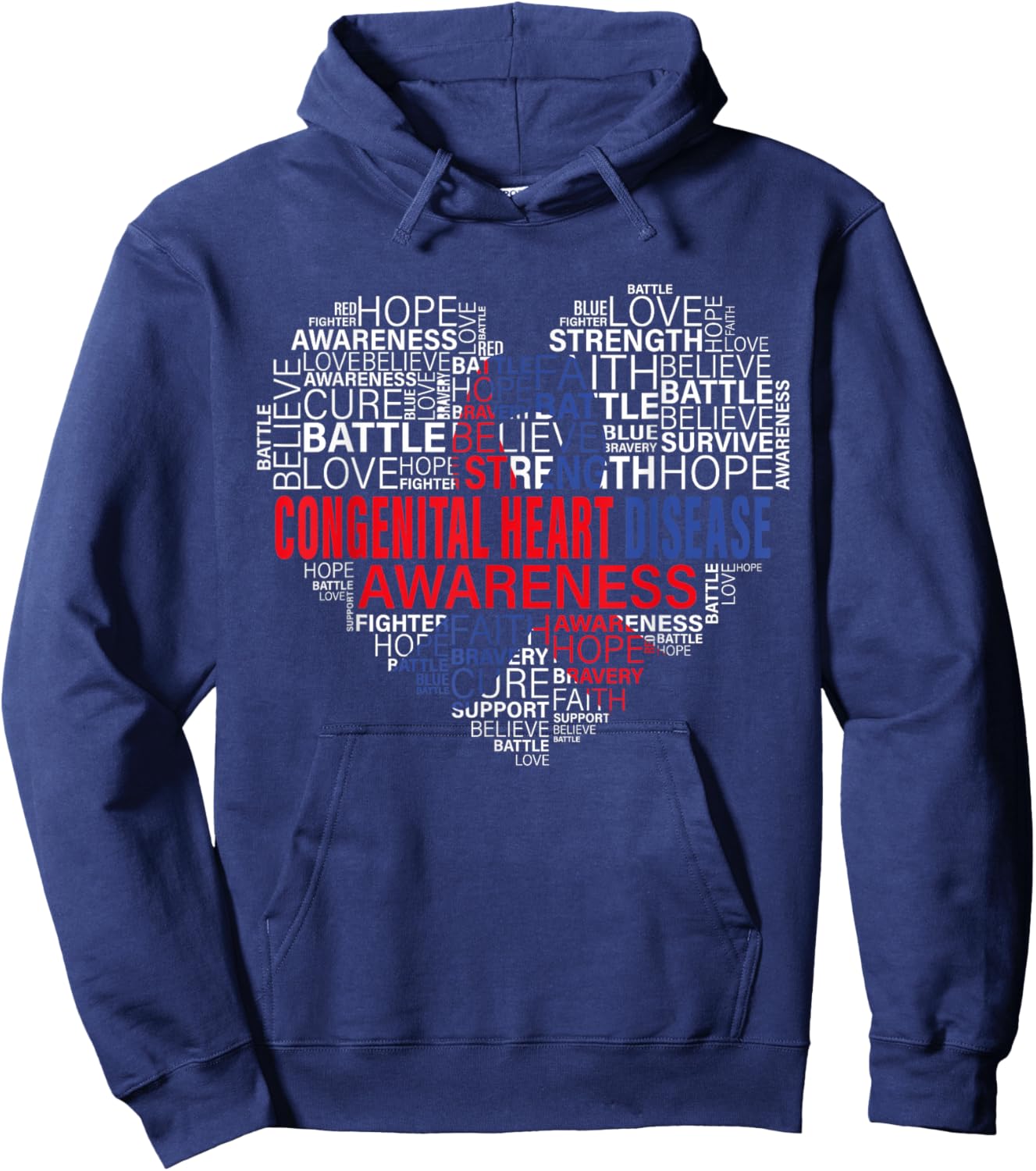 CHD Awareness Heart Disease Fighting Hope Support Warrior Hoodie - Hoodie | Navy