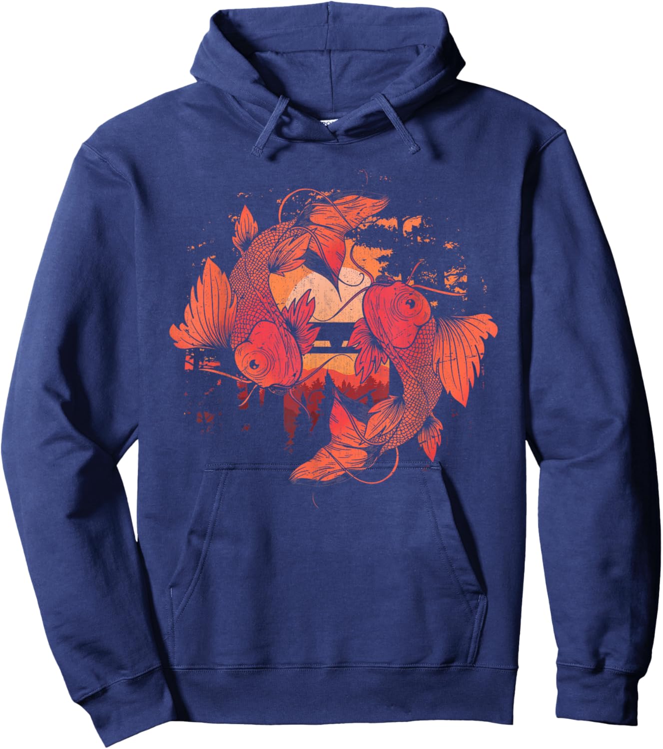 Asian Culture Koi Fish Japanese Taisho Sanke Koi Carp Hoodie - Hoodie | Navy