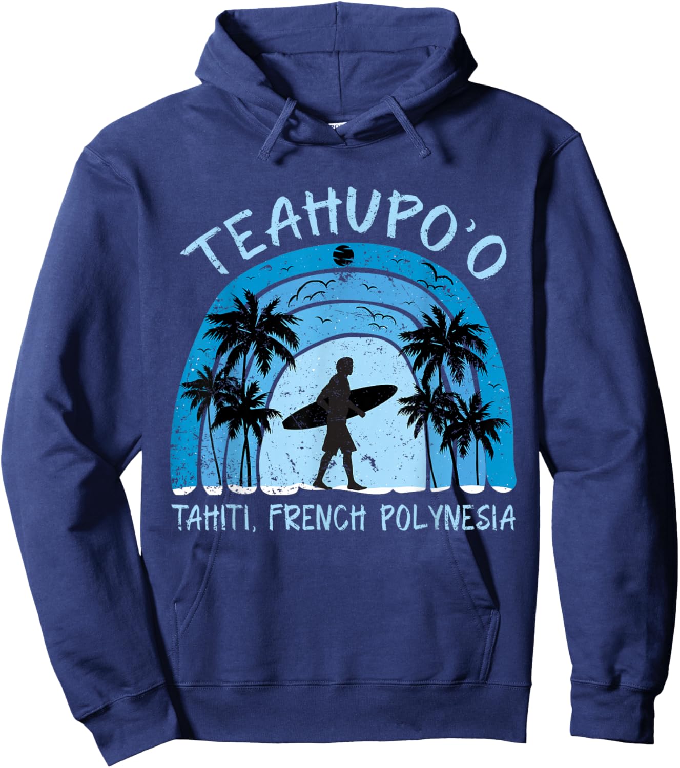 Teahupoo Shirt Surf French Polynesia Tahiti Surfing Hoodie - Hoodie | Navy