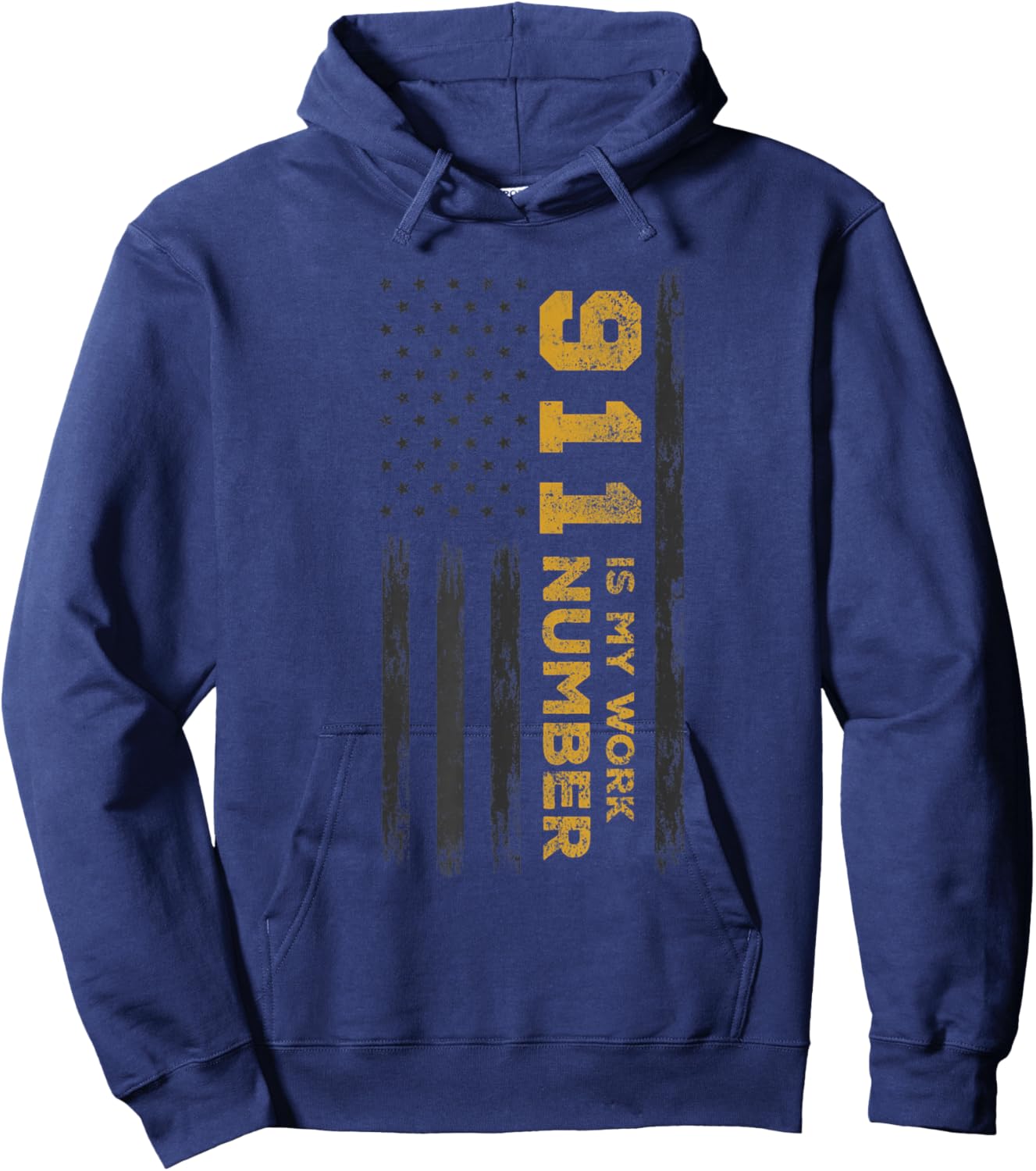 EMS I Police or Thin Yellow Line for 911 is my Work Number Hoodie - Hoodie | Navy