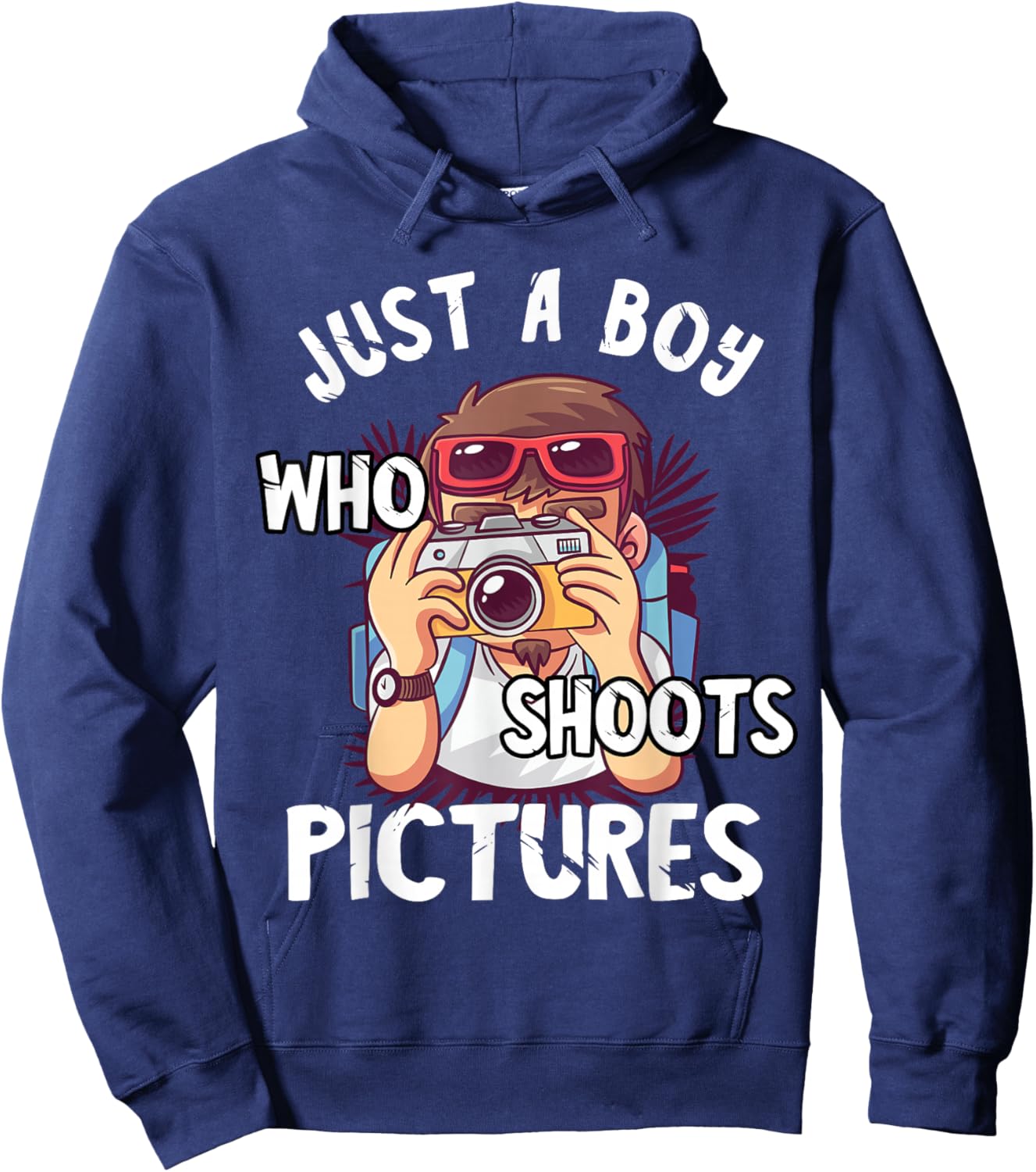 Just A Boy Who Shoots Pictures Photograph Camera Photography Hoodie - Hoodie | Navy