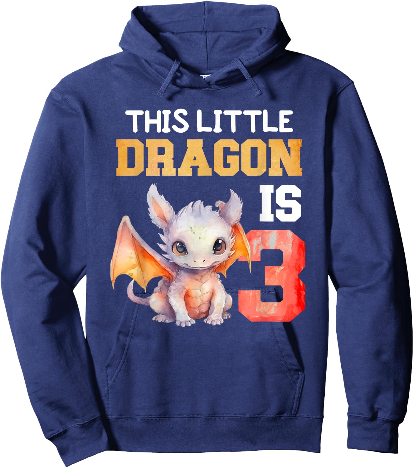 This Little Dragon is 3 Year Old Birthday Dragon 3rd Girl Hoodie - Hoodie | Navy