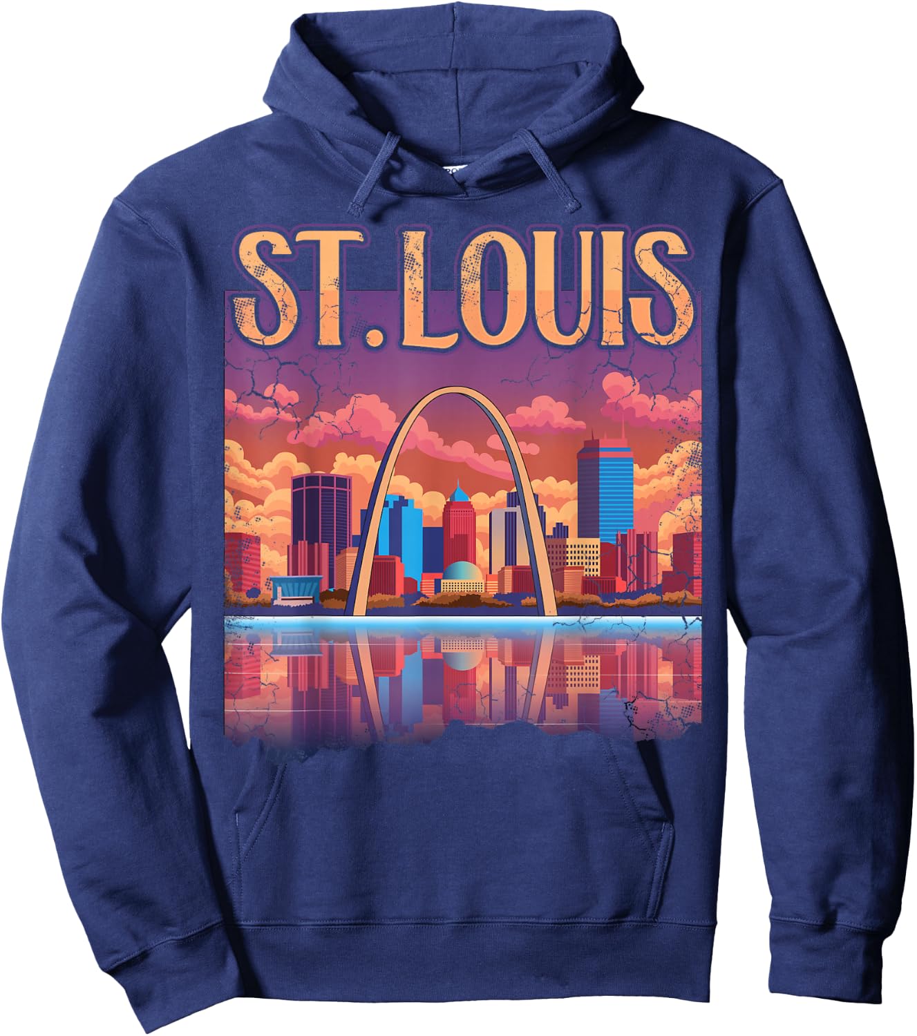 St Louis Gateway Arch Missouri Cityscape Skyline Hoodie - Hoodie | Navy