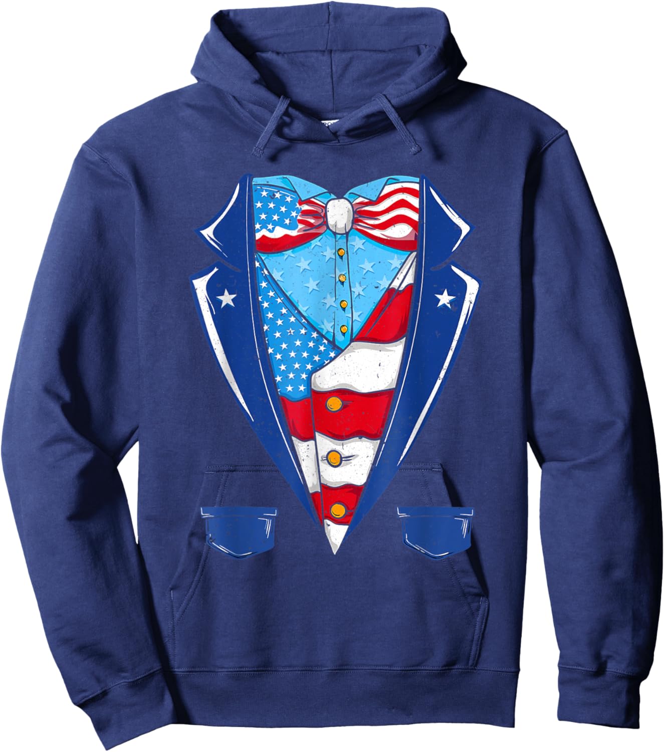 Uncle Sam American Flag Vest Patriotic Halloween Costume Women Kids Men Hoodie - Hoodie | Navy