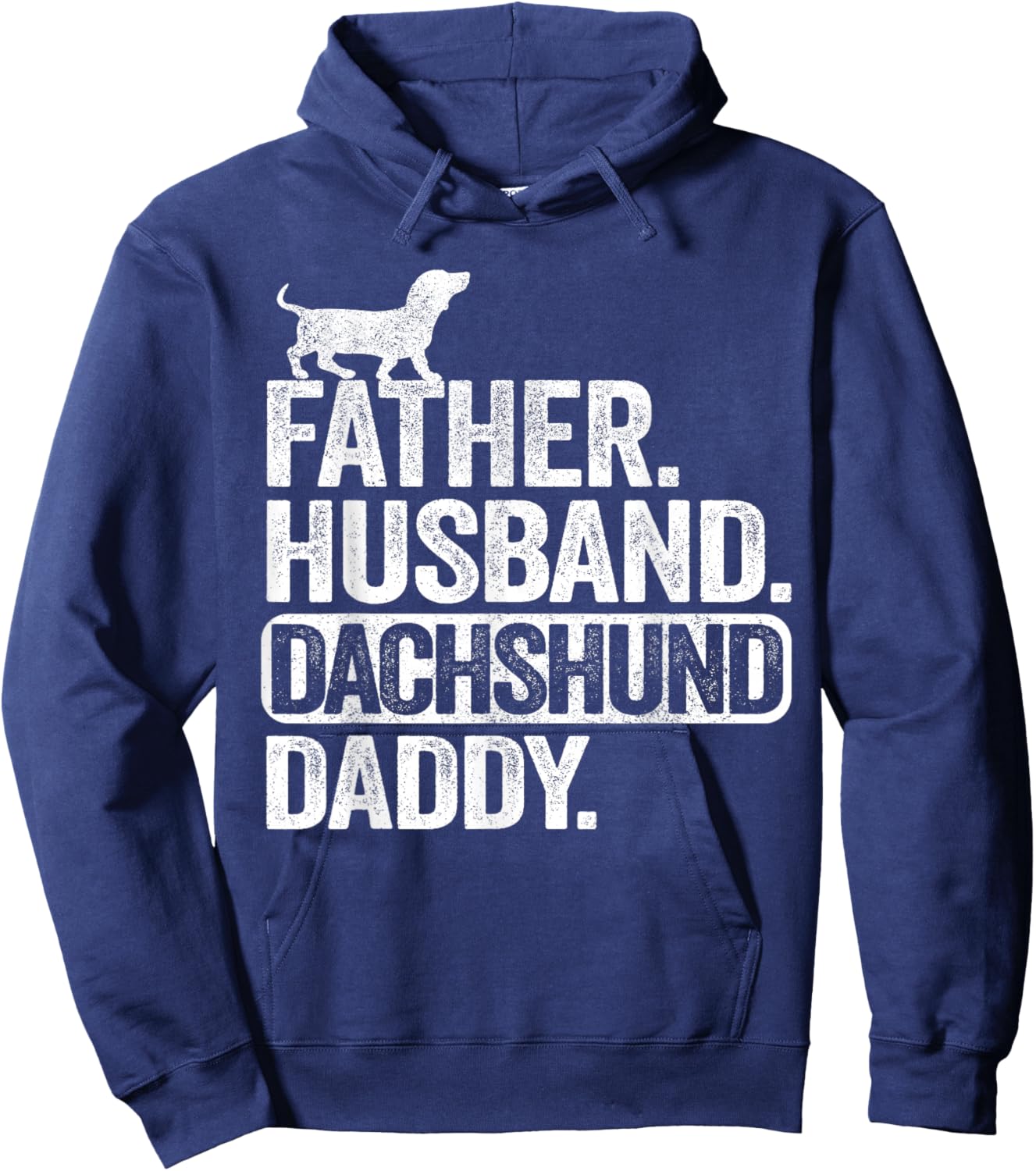 Father Husband Dachshund Daddy Wiener Dad Grandpa Doxie Hoodie - Hoodie | Navy