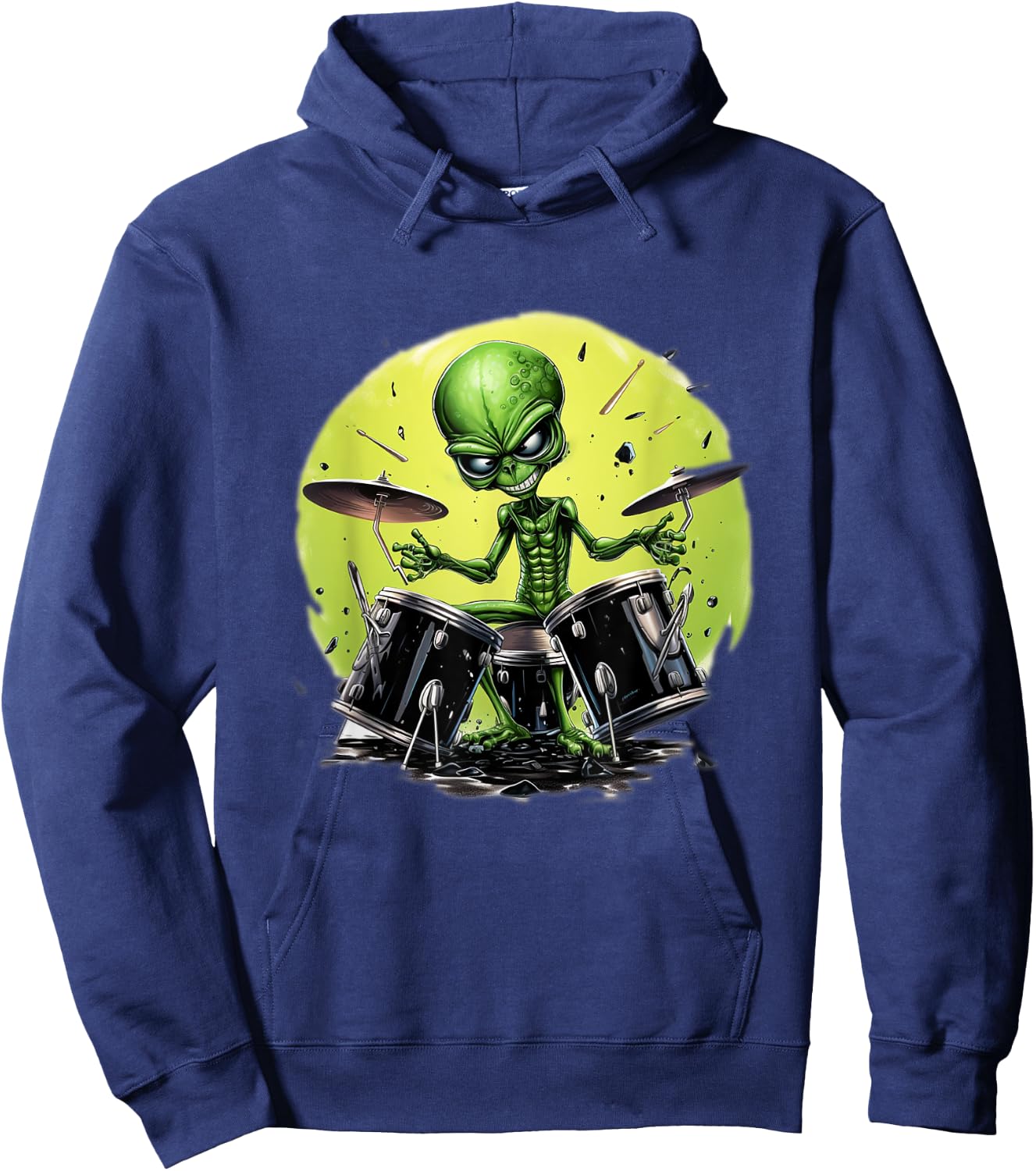 Alien Playing Drums Gifts For Drummers Hoodie - Hoodie | Navy