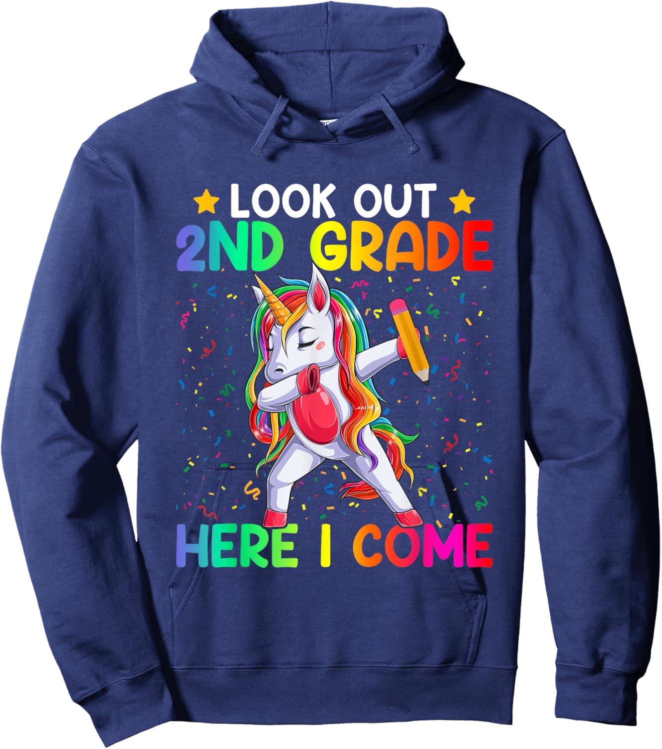 Look Out Second Grade Here I Come Unicorn Dabbing 2nd Grader Hoodie - Hoodie | Navy