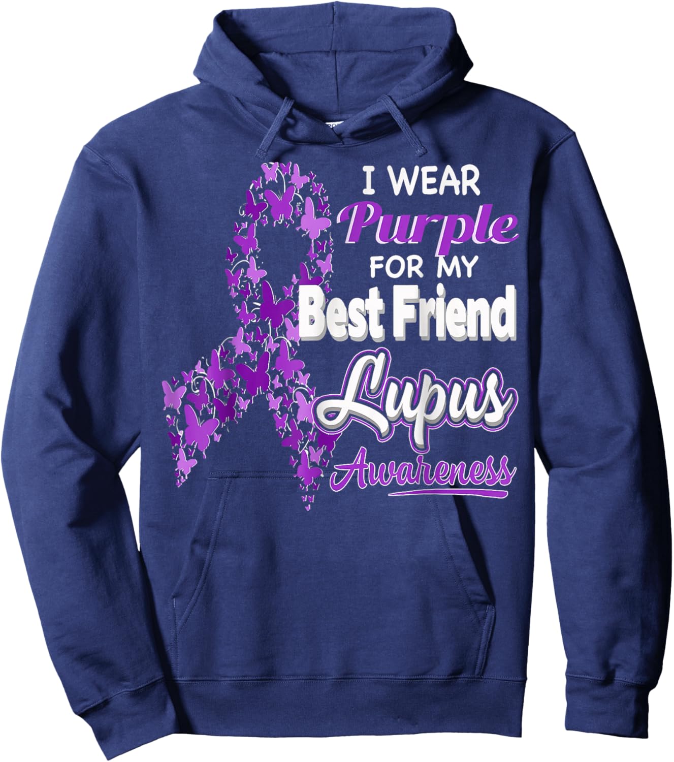 I Wear Purple For My Best Friend Lupus Awareness Hoodie - Hoodie | Navy