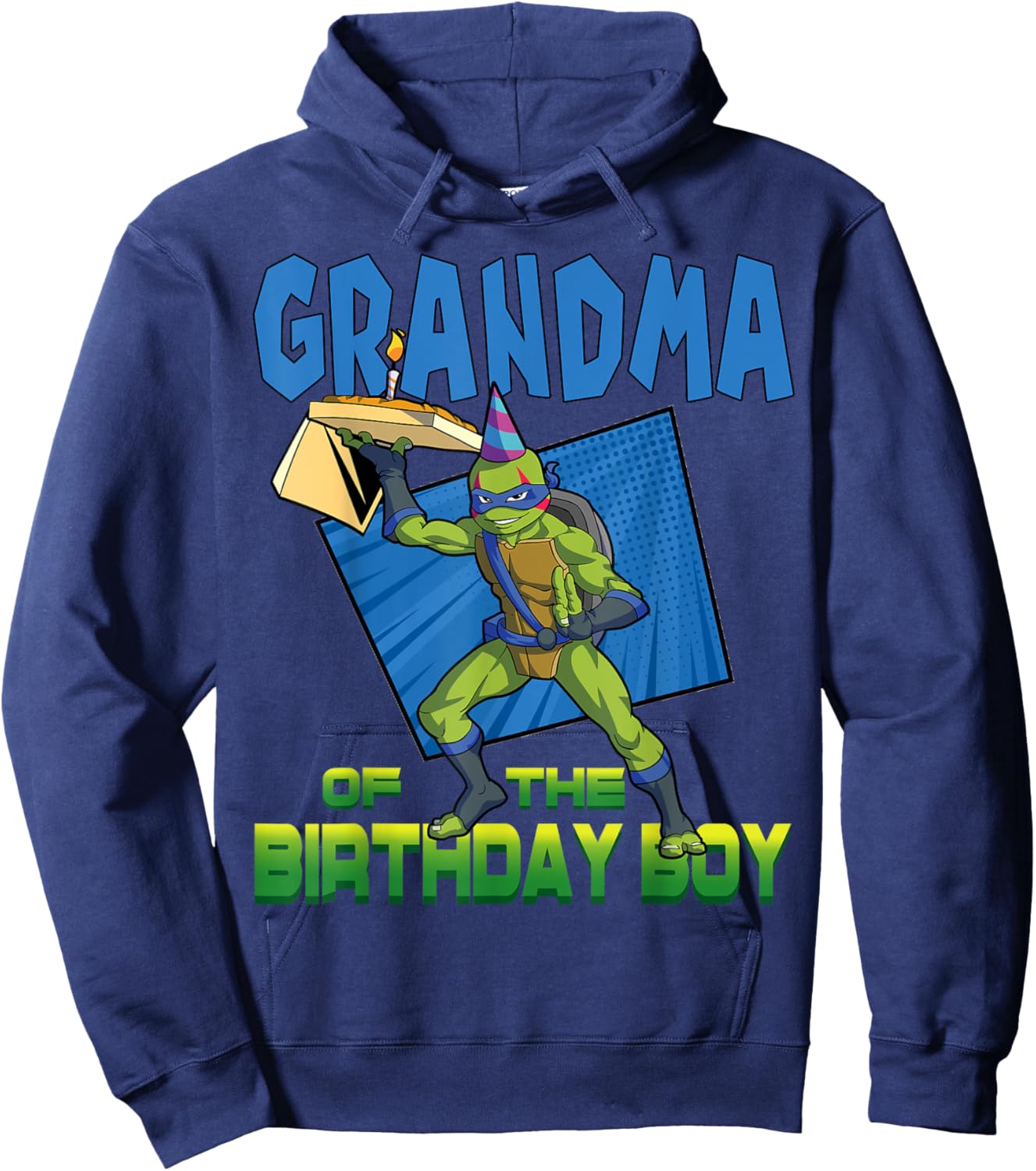 Mademark x Teenage Mutant Ninja Turtles - Leo Grandma of the Birthday Boy Pizza Theme Party Hoodie - Hoodie | Navy