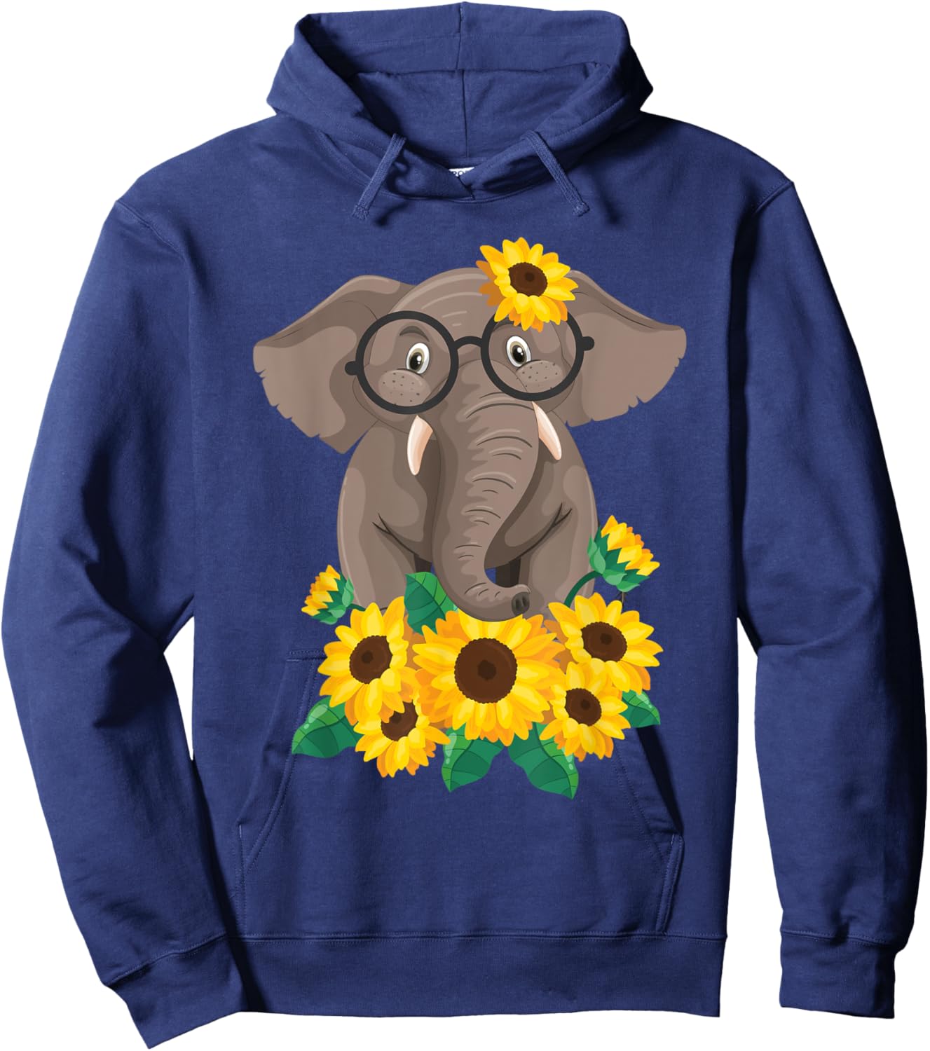 Elephant Sunflower - Zookeeper Zoologist Animal Whisperer Hoodie - Hoodie | Navy