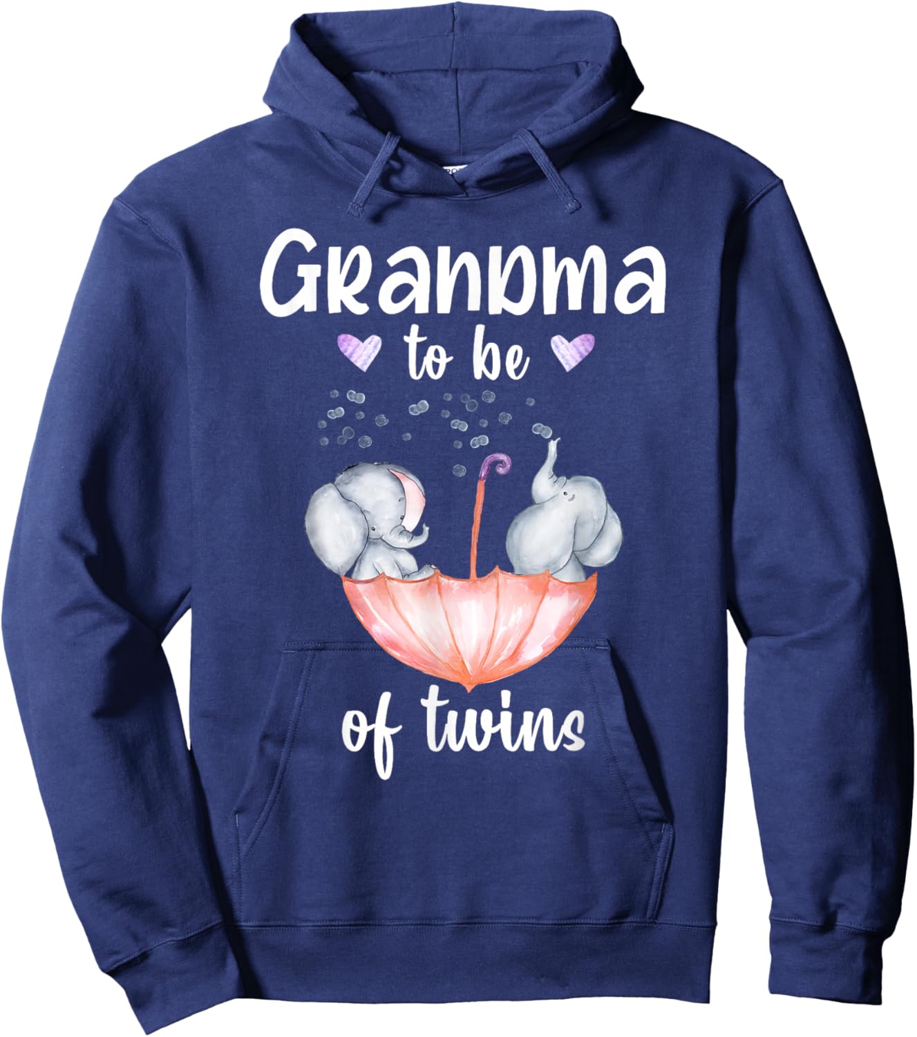 Grandma To Be Of Twins Baby Shower Elephant Hoodie - Hoodie | Navy