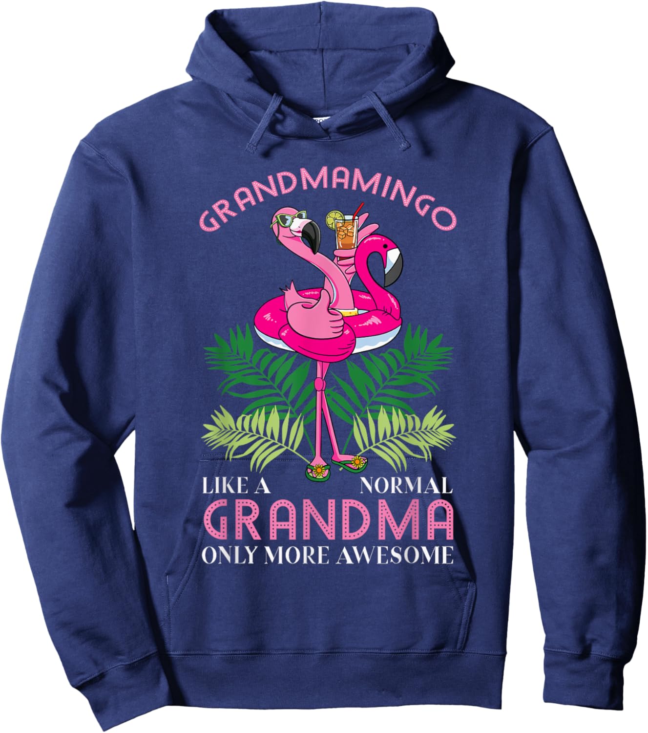 Grandmamingo Grandmother Flamingo Lover Gramma Grandma Nanny Hoodie - Hoodie | Navy