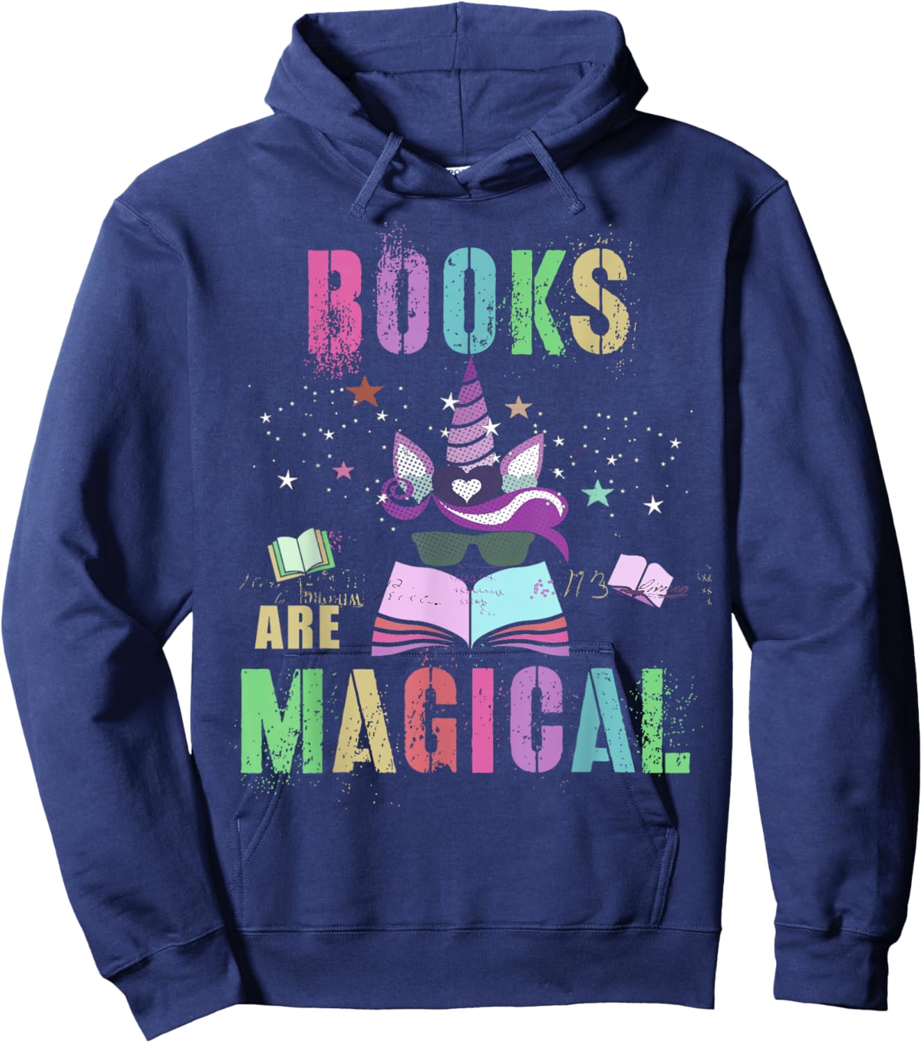 Funny BOOKS ARE MAGICAL I'm Unicorn School Library Squad Mom Hoodie - Hoodie | Navy