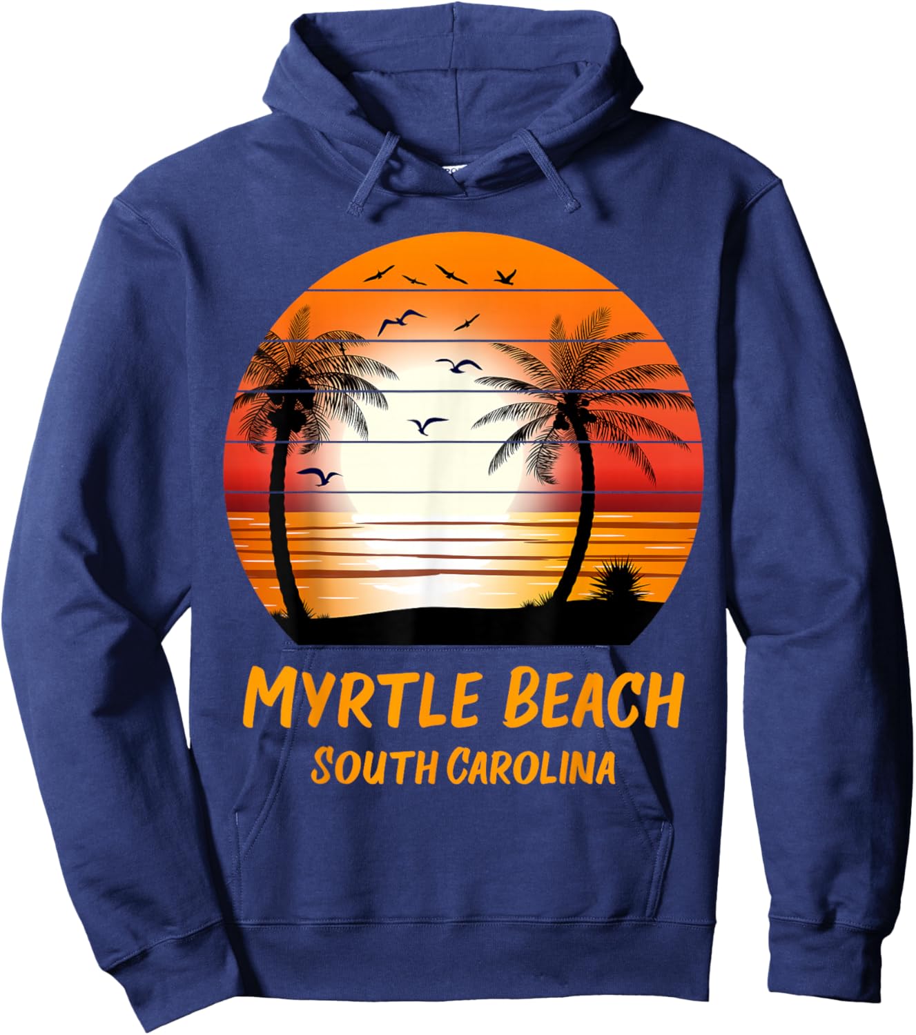 Myrtle Beach South Carolina Vintage Sunset Retro Vacations Hoodie - Hoodie | Navy