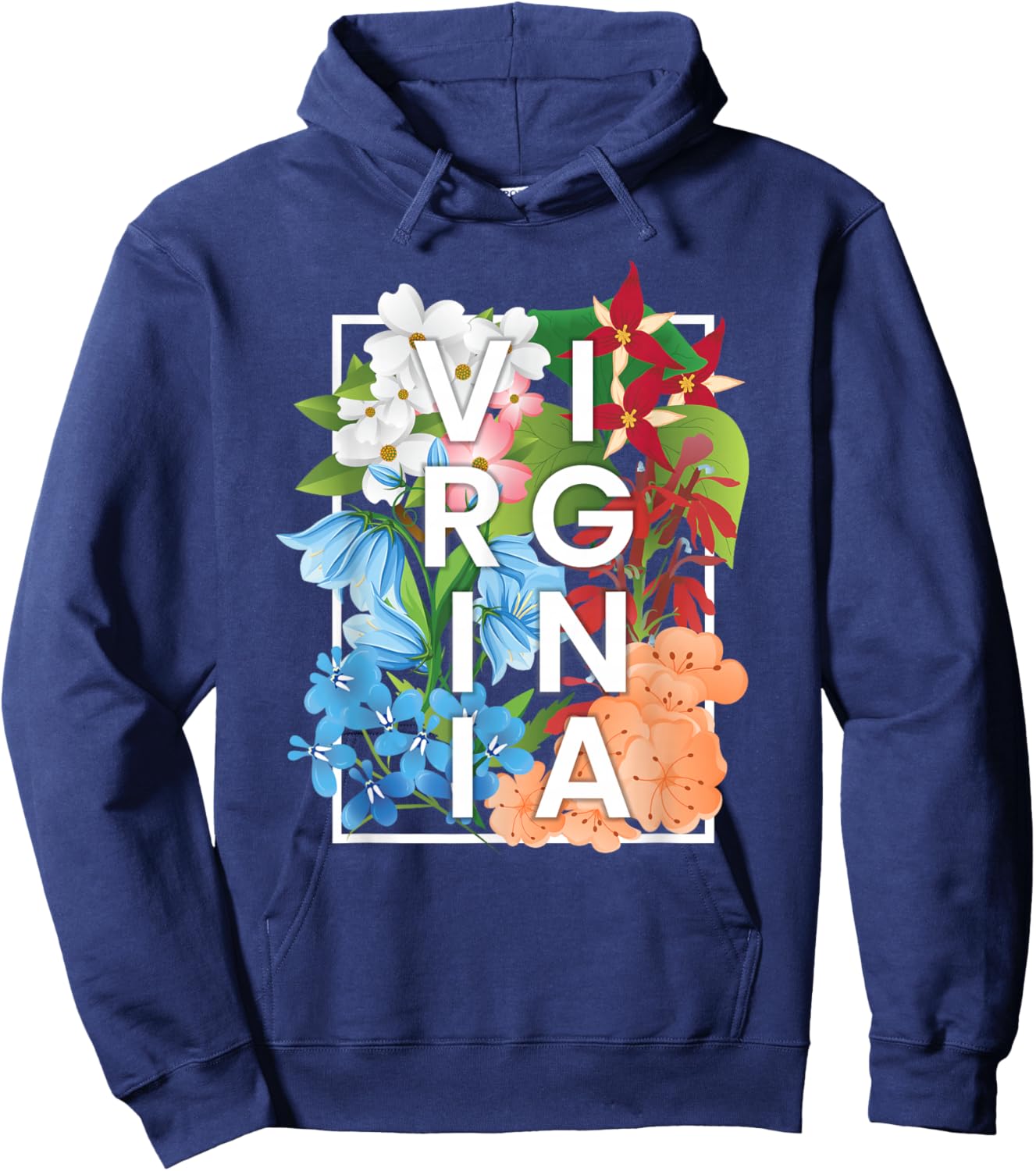 Flowers of Virginia Word Art - Virginian Pride Hoodie - Hoodie | Navy