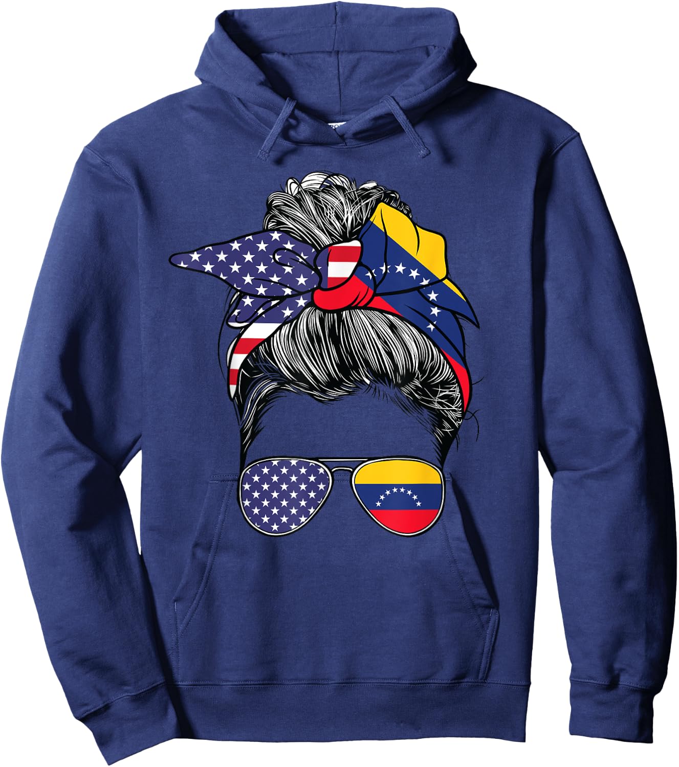 Venezuelan Women Girl USA Heritage American Venezuela Flag Hoodie - Hoodie | Navy