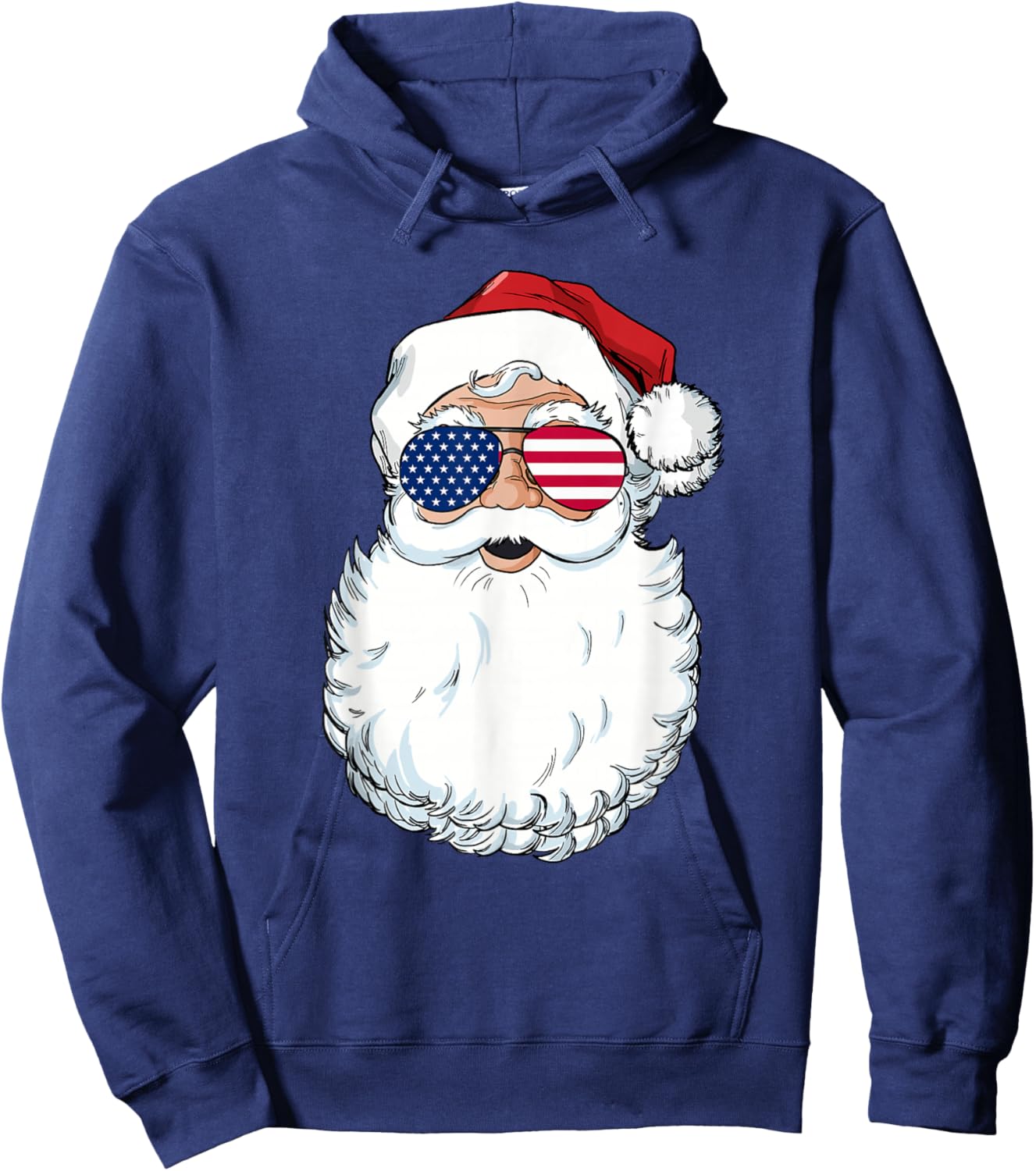 Santa Claus Patriotic USA Sunglasses Christmas in July Santa Hoodie - Hoodie | Navy