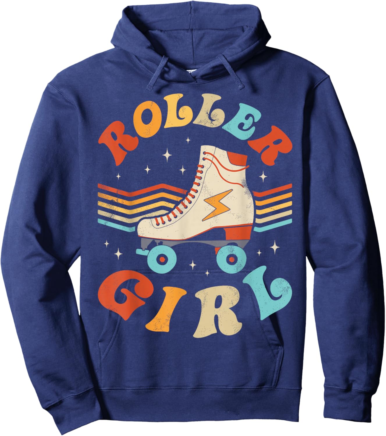 Roller Girl Skater Skating Retro Vintage 70s 80s Skates Cute Hoodie - Hoodie | Navy