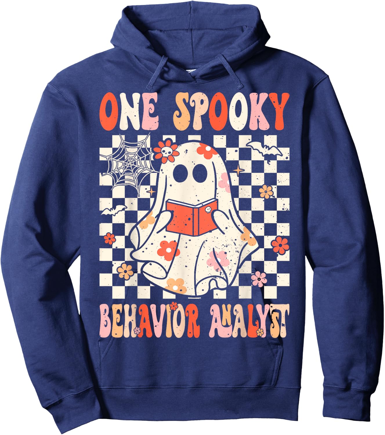 Groovy Boo Behavior Analyst Crew Ghost Women Halloween Hoodie - Hoodie | Navy