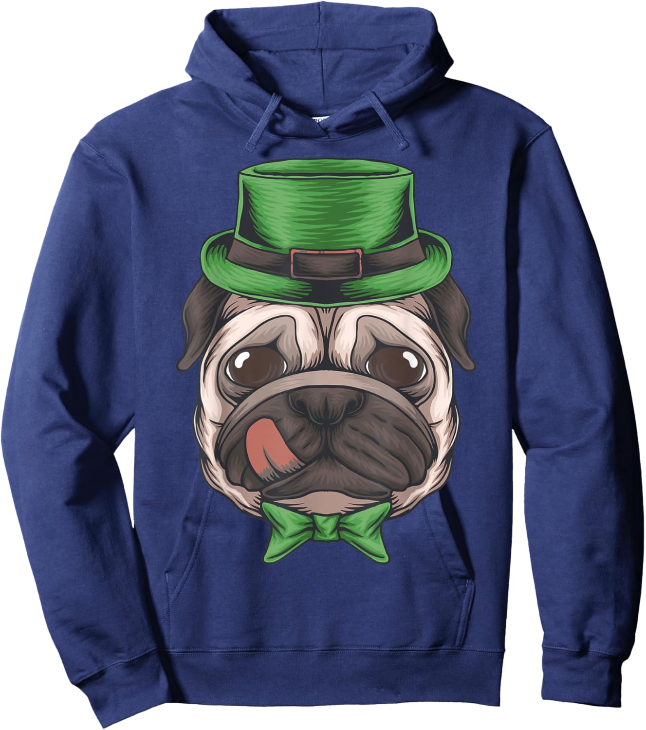 Pug Leprechaun St Patricks Day Dog Boys Men Irish Shamrock Hoodie - Hoodie | Navy