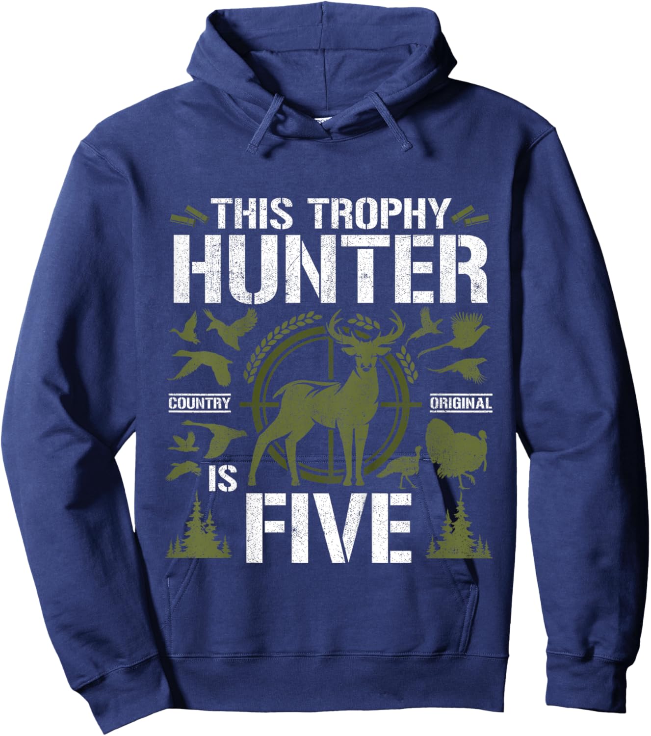 5 Year Old Hunting Birthday Party Duck Deer Hunter 5th Gift Hoodie - Hoodie | Navy