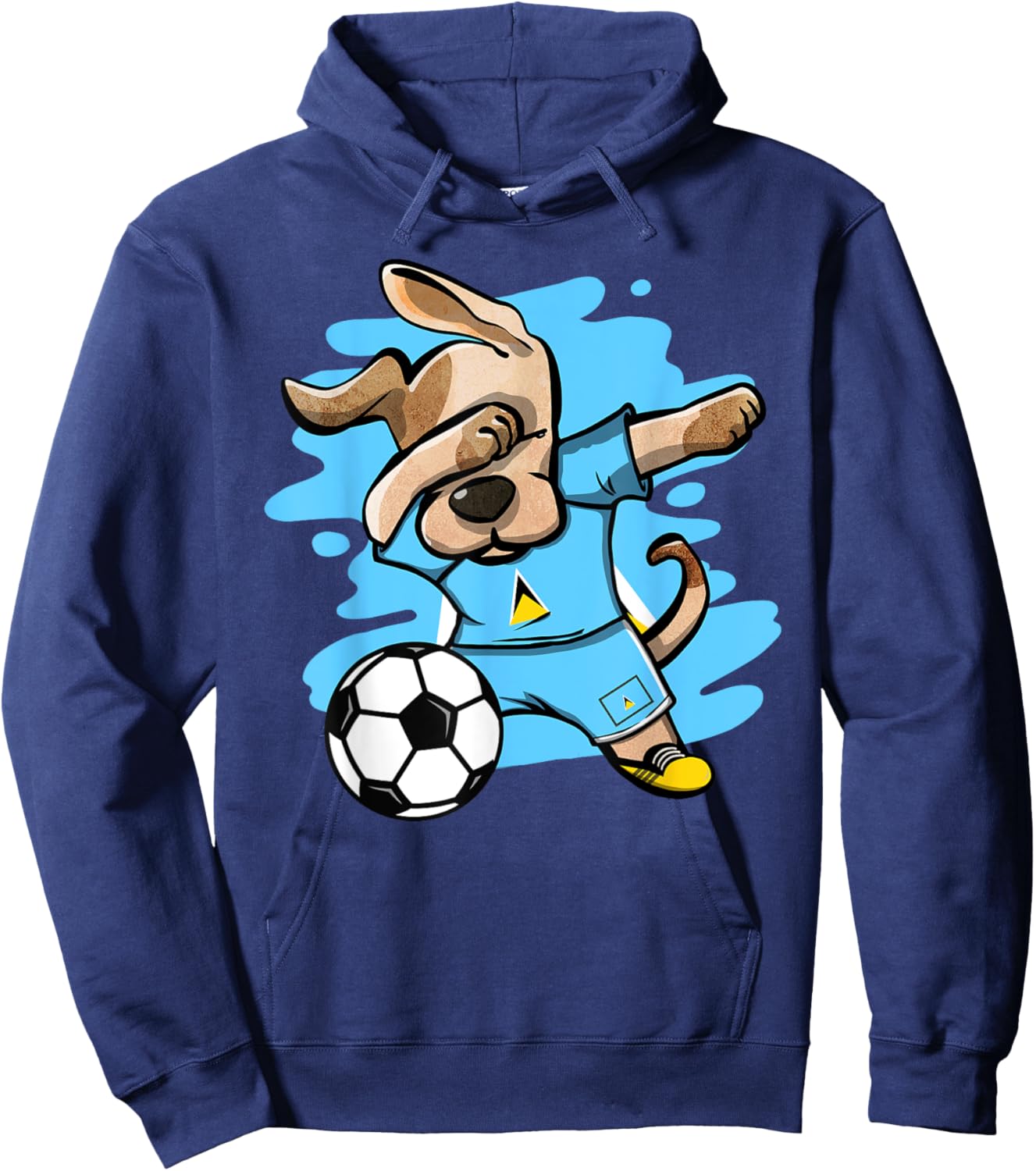 Dabbing Dog Saint Lucia Soccer Fans Jersey Saint Lucian Flag Women Girls Kids Hoodie - Hoodie | Navy