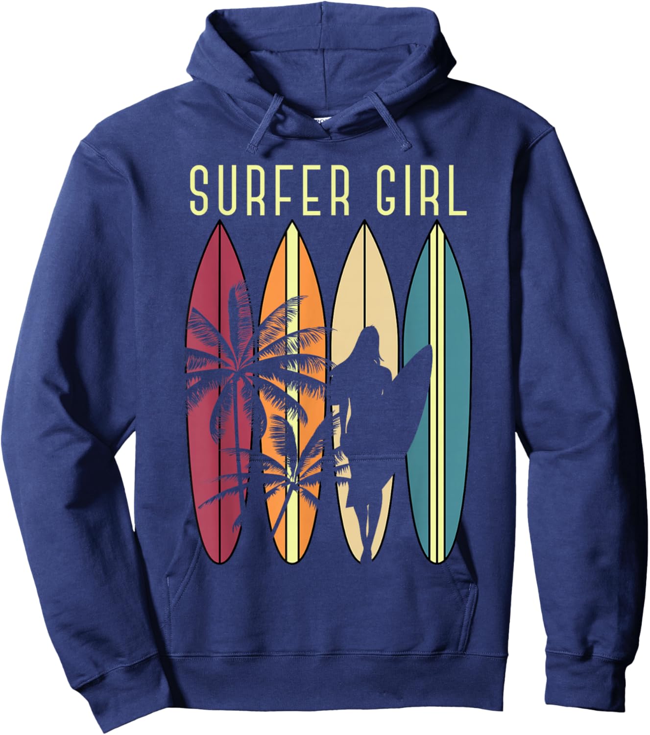 Water Sports Surfing Girls Surfboard Surfer Hobby Surfing Hoodie - Hoodie | Navy