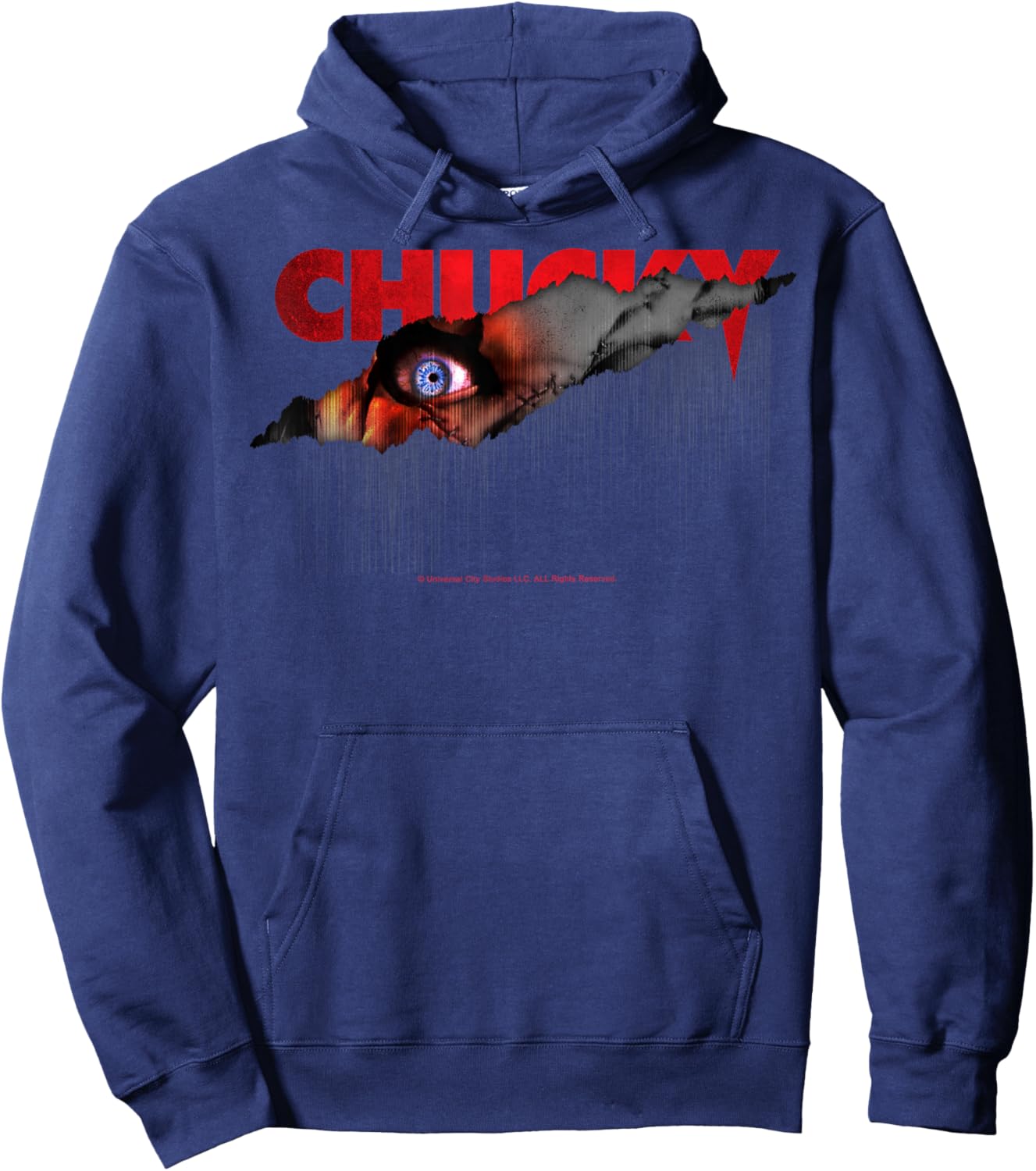 Chucky Shining Blue Eyeball Horror Hoodie - Hoodie | Navy