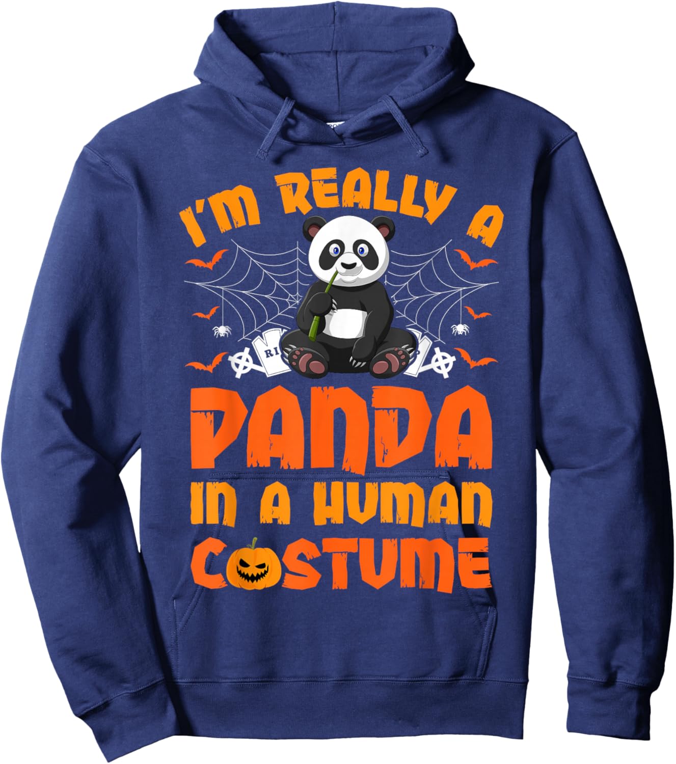 Funny I'm Really A Panda In A Human Costume Panda Halloween Hoodie - Hoodie | Navy