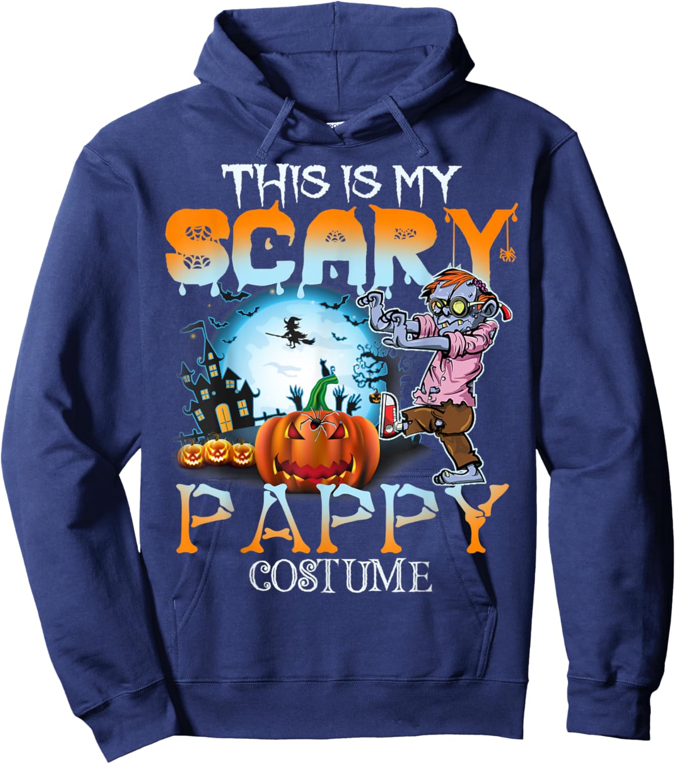 This Is My Scary Pappy Costume Pumpkin Funny Halloween Hoodie - Hoodie | Navy