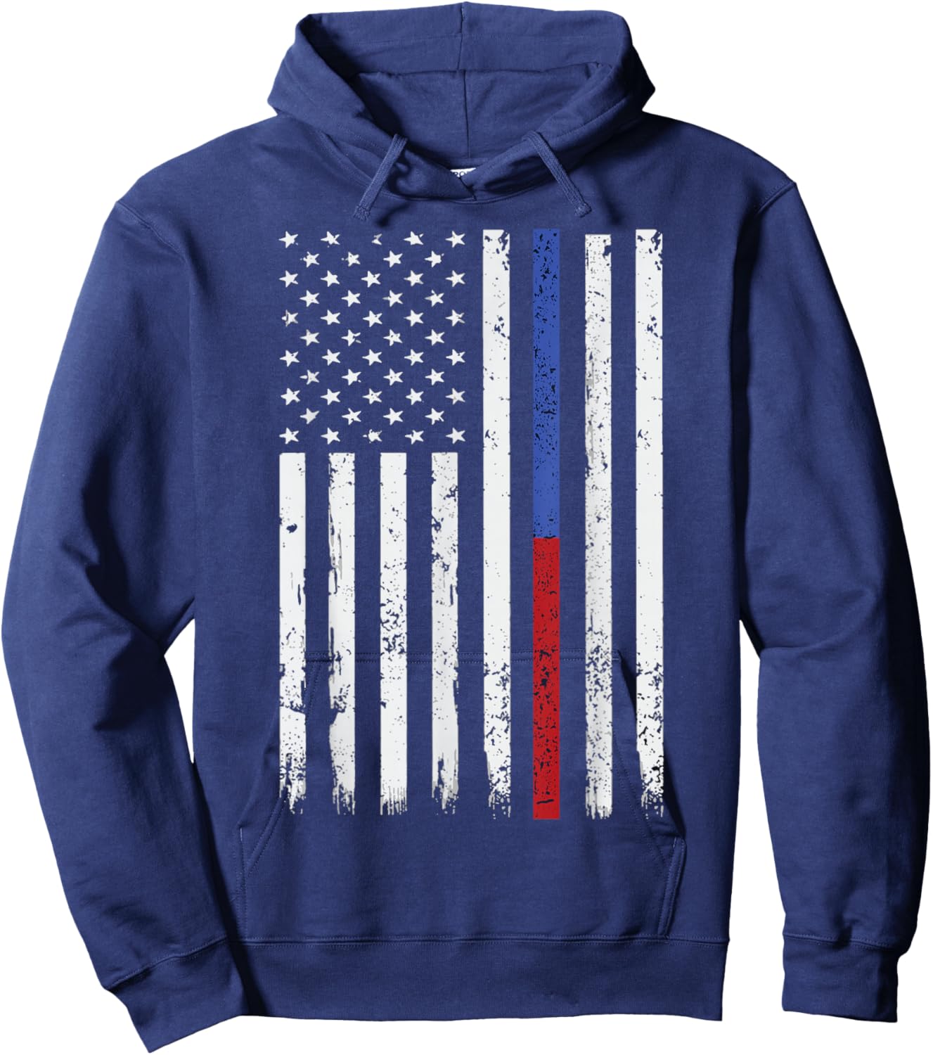 Thin Blue/Red Line Flag Police and FireFighter Hoodie - Hoodie | Navy