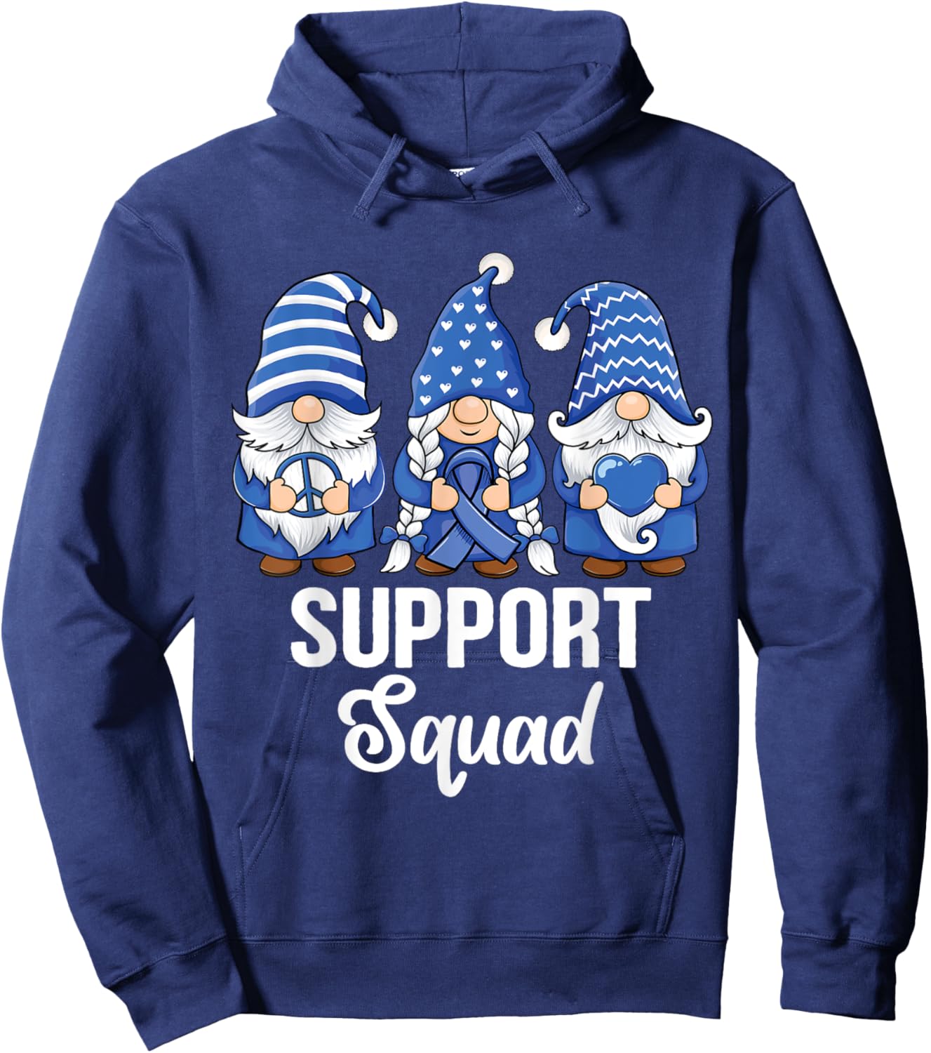 Colon Cancer Support gnomes with ribbon Colorectal Awareness Hoodie - Hoodie | Navy