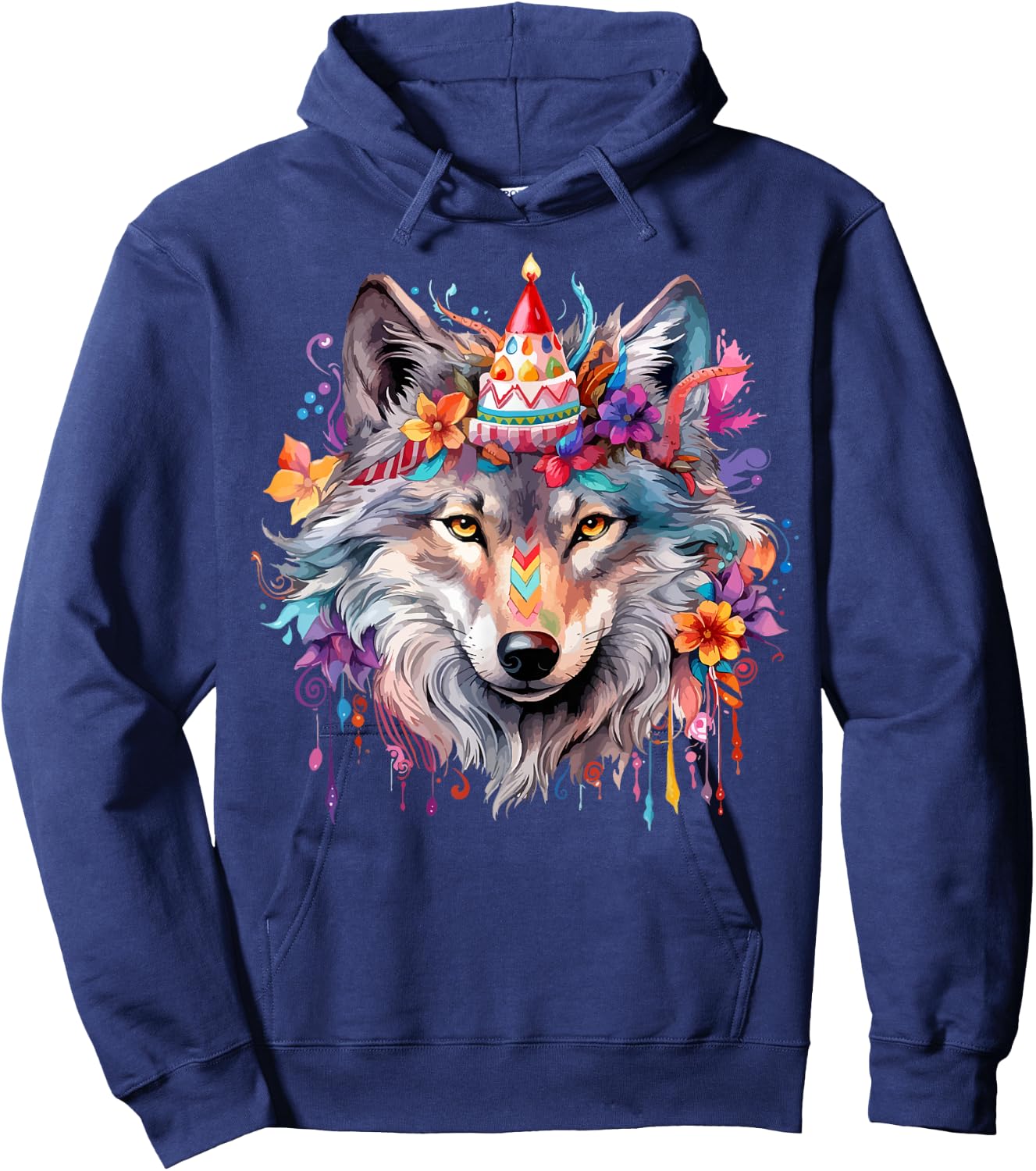 Birthday Wolf Portrait Party Wolves Lover Cute Girls Themed Hoodie - Hoodie | Navy