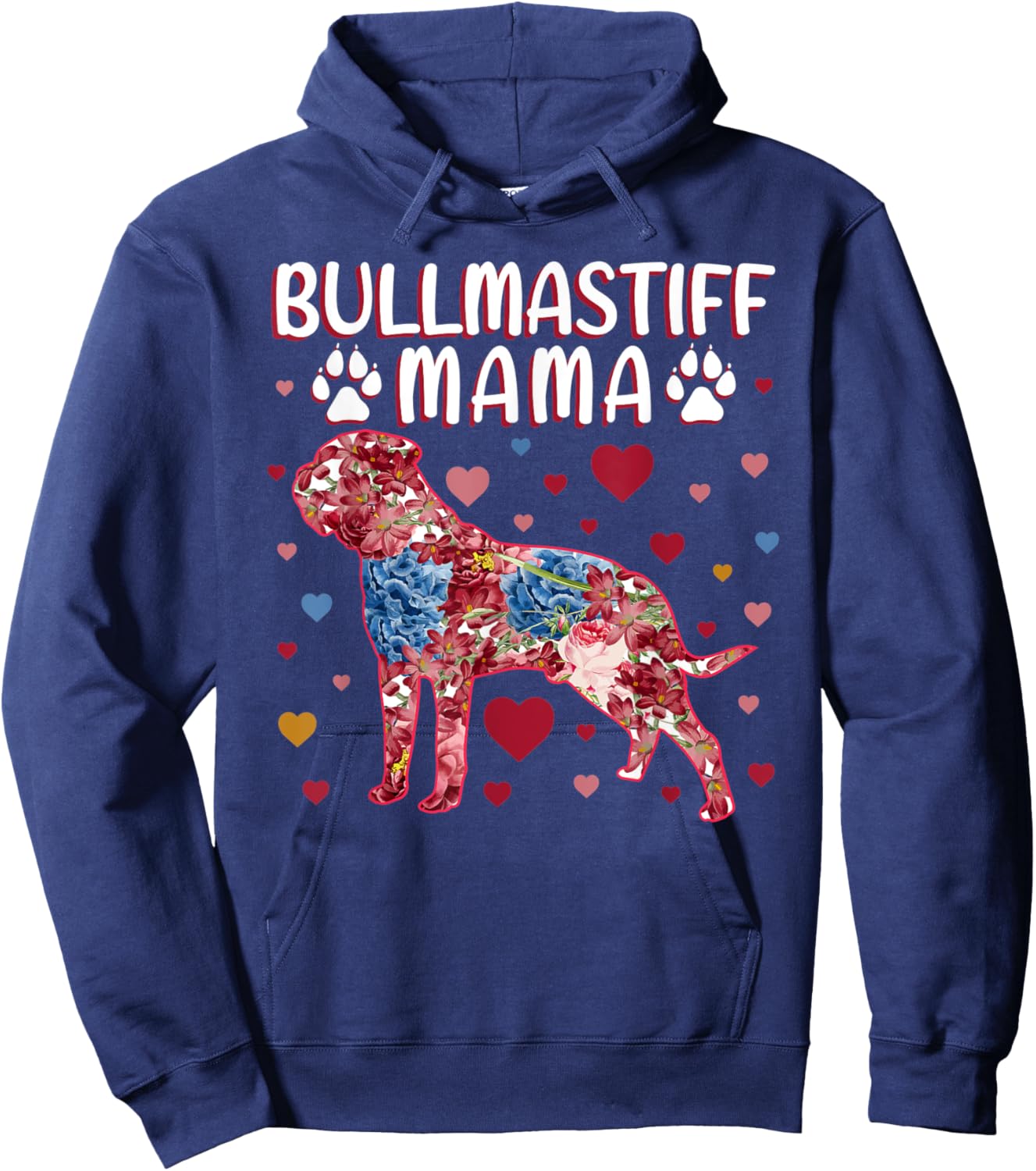 Flowers Bullmastiff Mama Hoodie - Hoodie | Navy