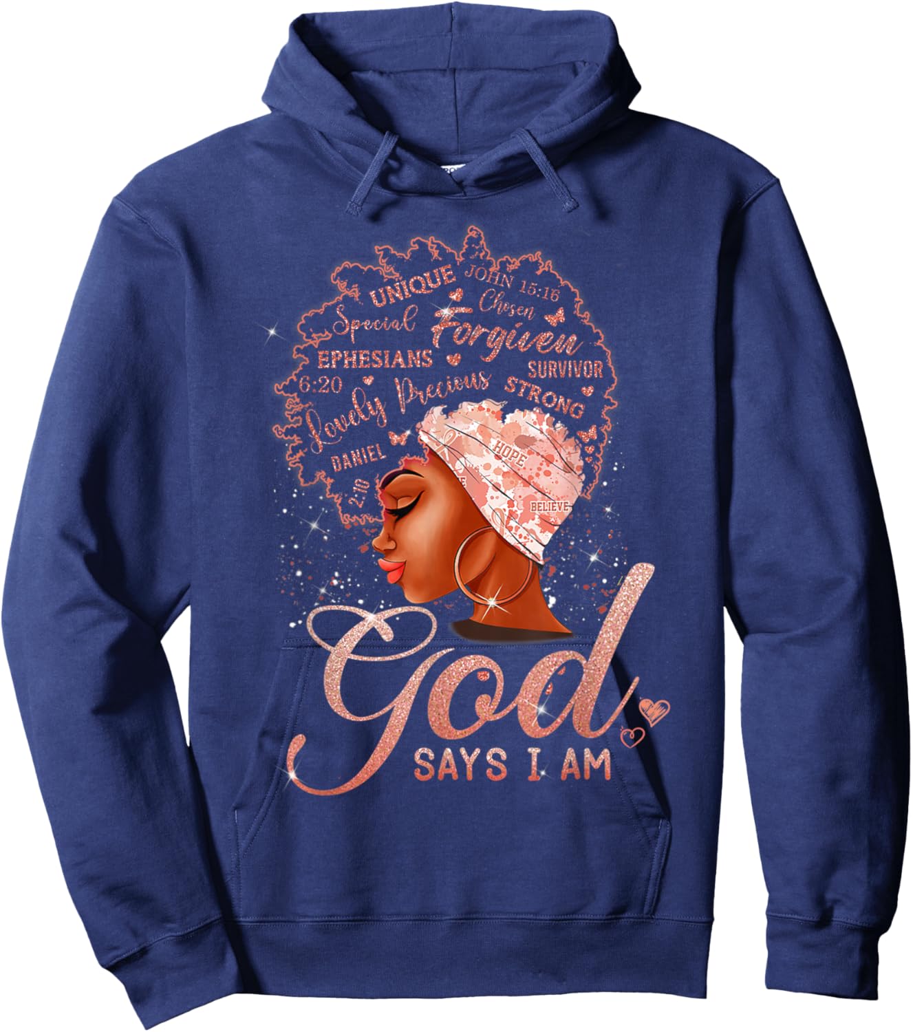 Black Girl God Says I Am Black Melanin History Month Pride Hoodie - Hoodie | Navy