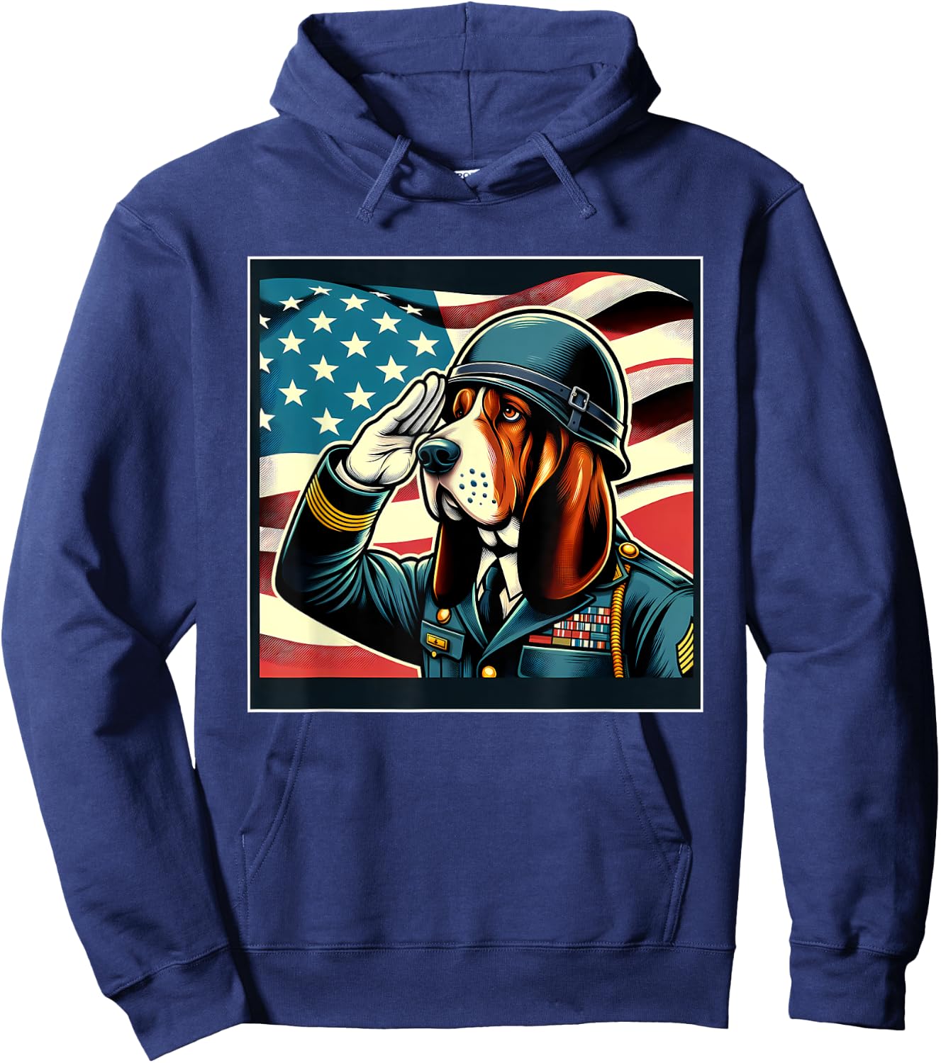 4th Of July US Flag Salute Basset Hound dog Hoodie - Hoodie | Navy