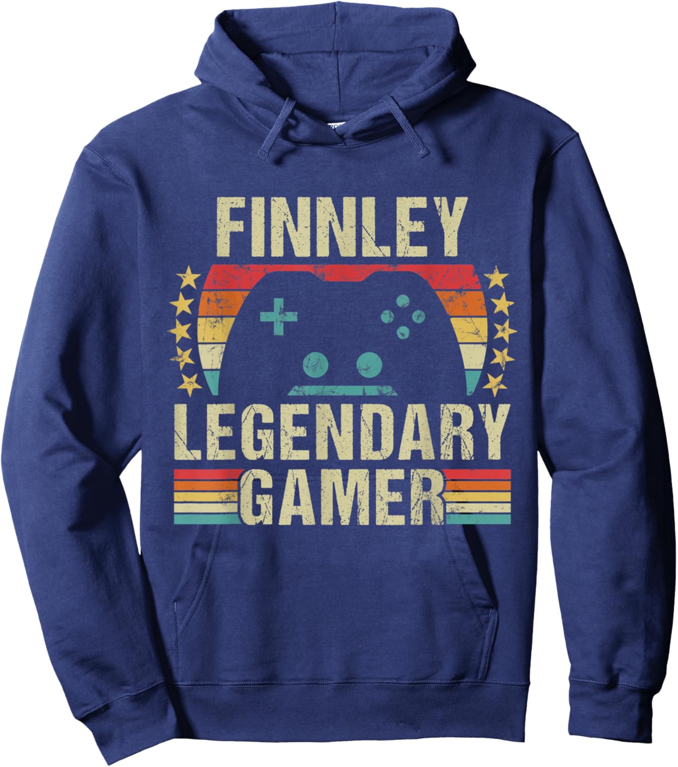 Finnley Gamer Retro Gaming Vintage Game Personalized 70s Hoodie - Hoodie | Navy