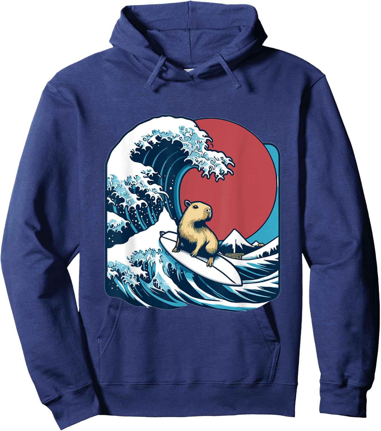Wave Capybara Surfing Rodent Hoodie - Hoodie | Navy