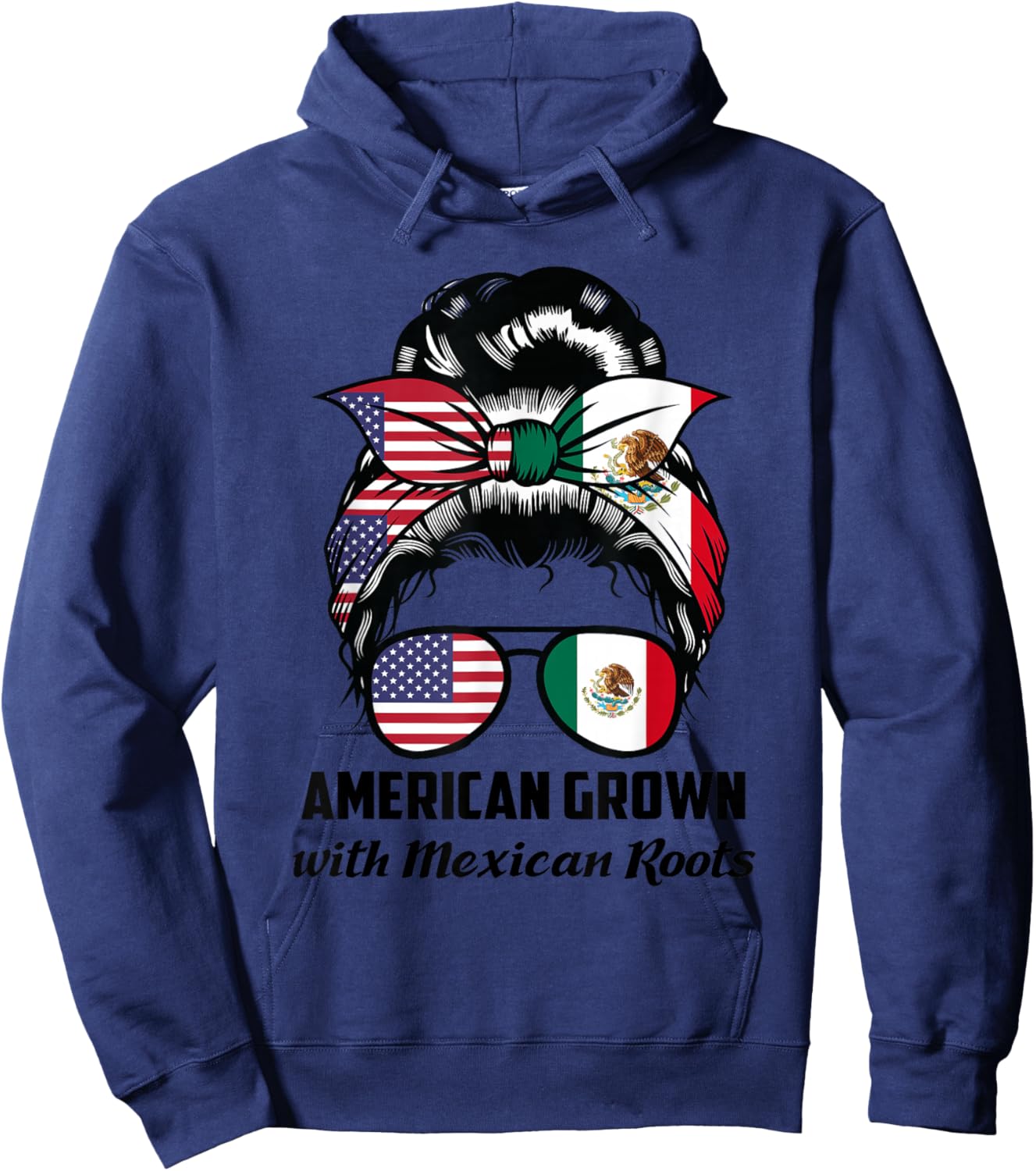 American Grown with Mexican Roots Mexican Small Hoodie - Hoodie | Navy