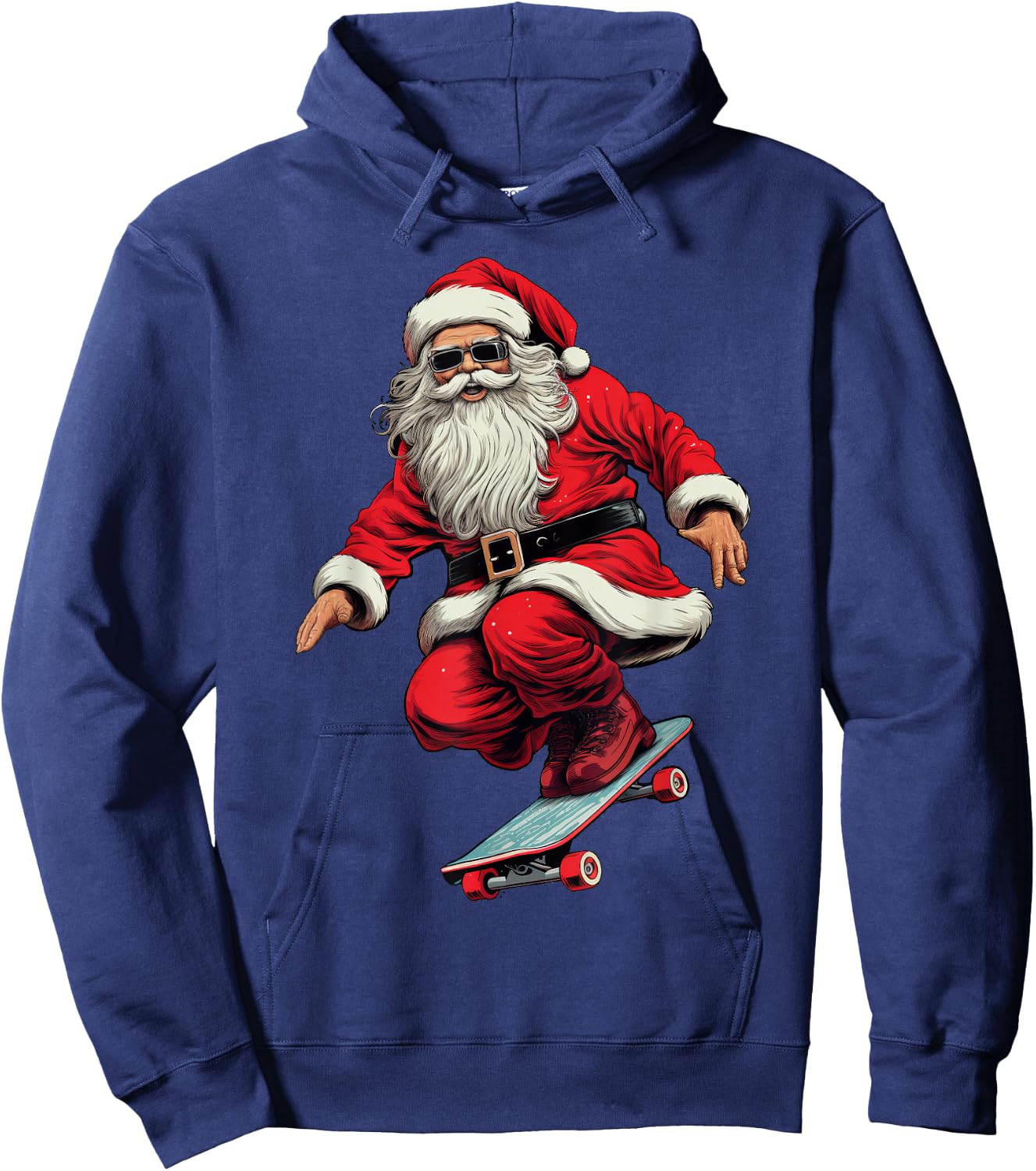 Santa Skateboard Christmas Xmas Skateboarding Pajama Hoodie - Hoodie | Navy