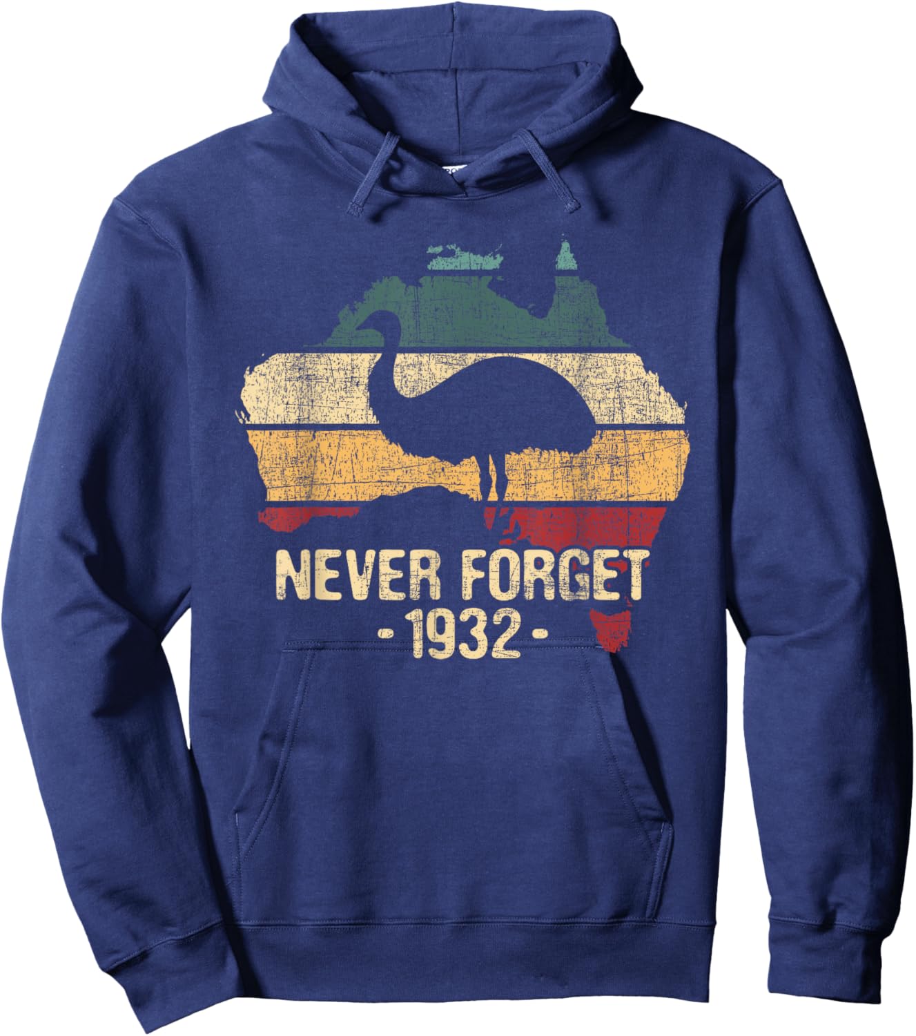 Funny Emu Shirts Never Forget 1932 Emu War Adults Emu Lover Zookeeper Black Medium Hoodie - Hoodie | Navy
