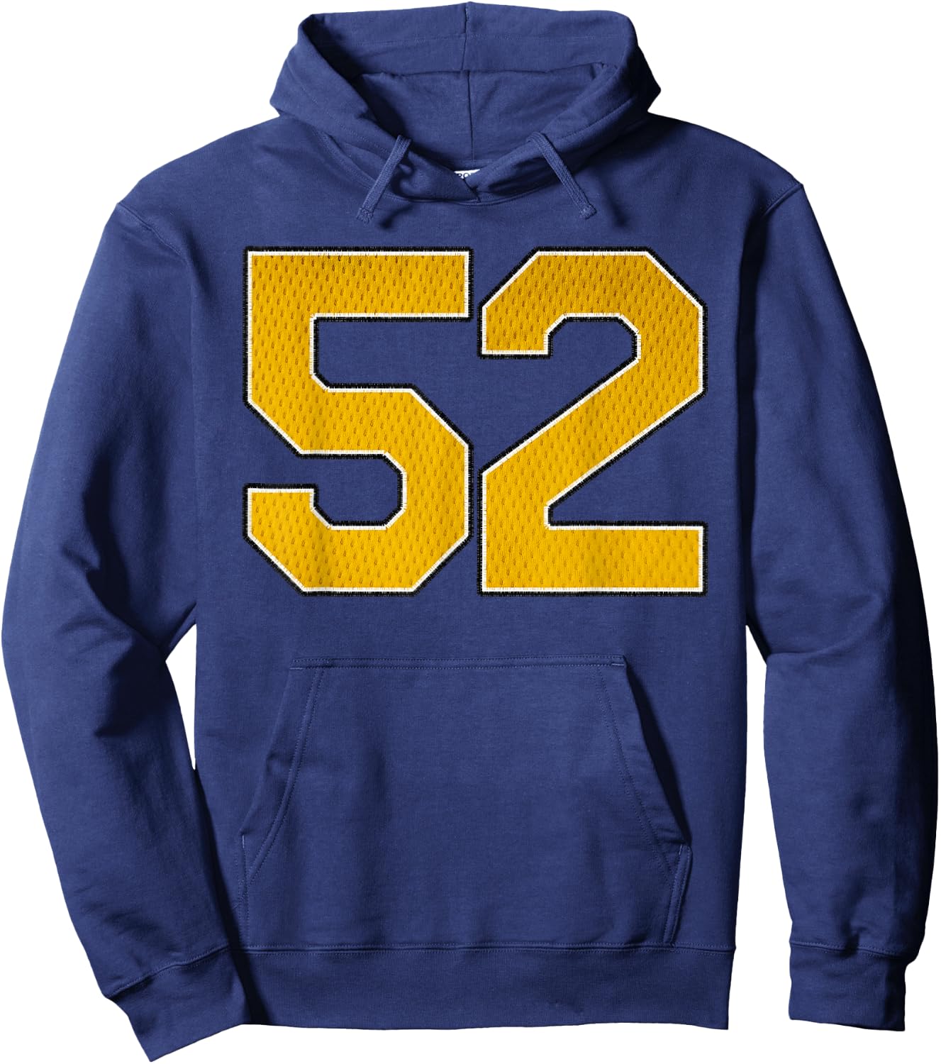Gold Number 52 Athlete Sports Jersey Supporter Fanwear Hoodie - Hoodie | Navy
