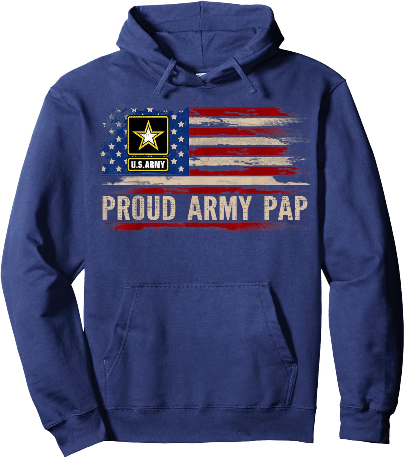 Vintage Proud Army Pap American Flag Veteran Gift Hoodie - Hoodie | Navy