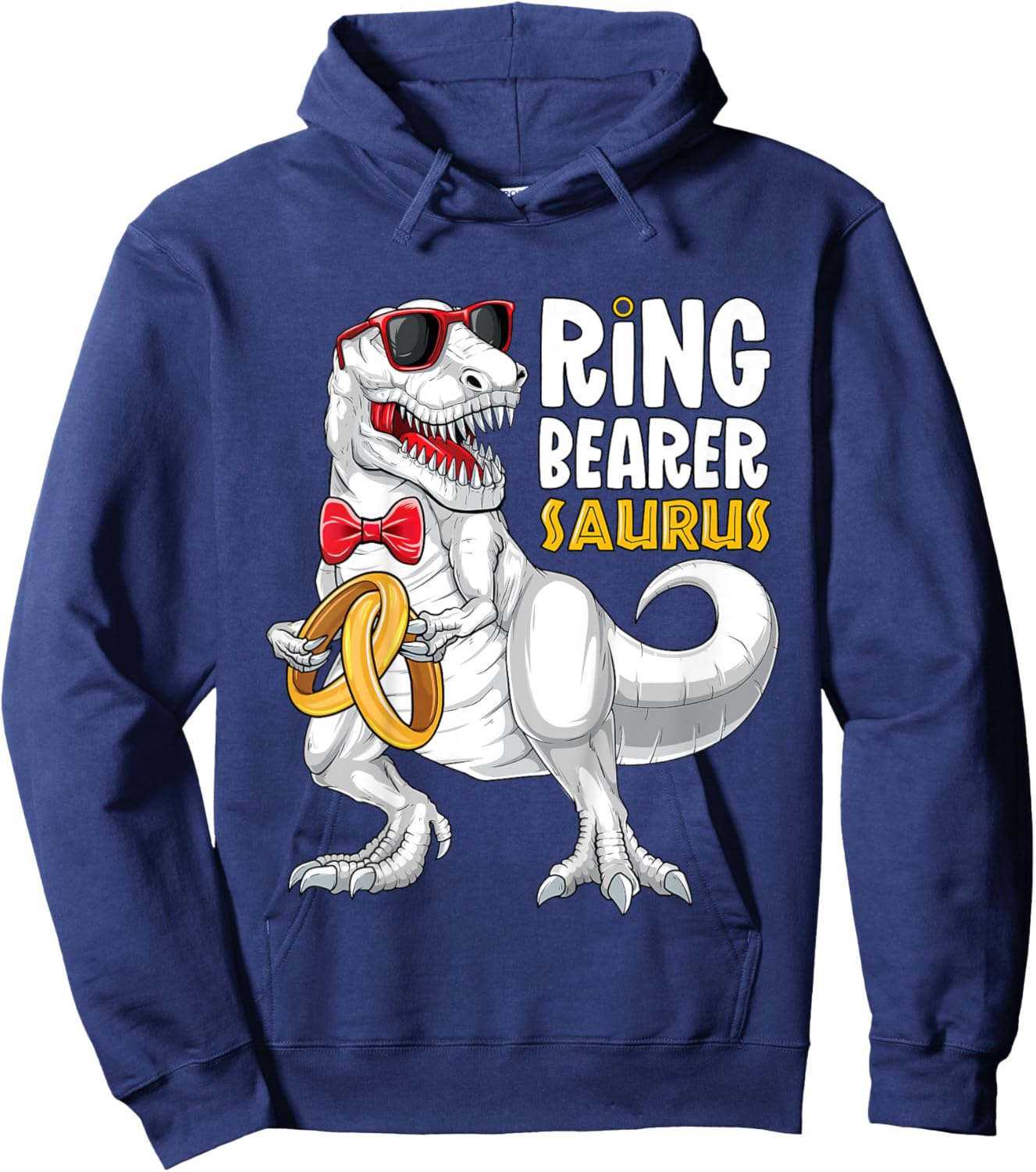 Kids Ring Bearer Saurus Shirt T Rex Wedding Boys Ring Bearer Hoodie - Hoodie | Navy