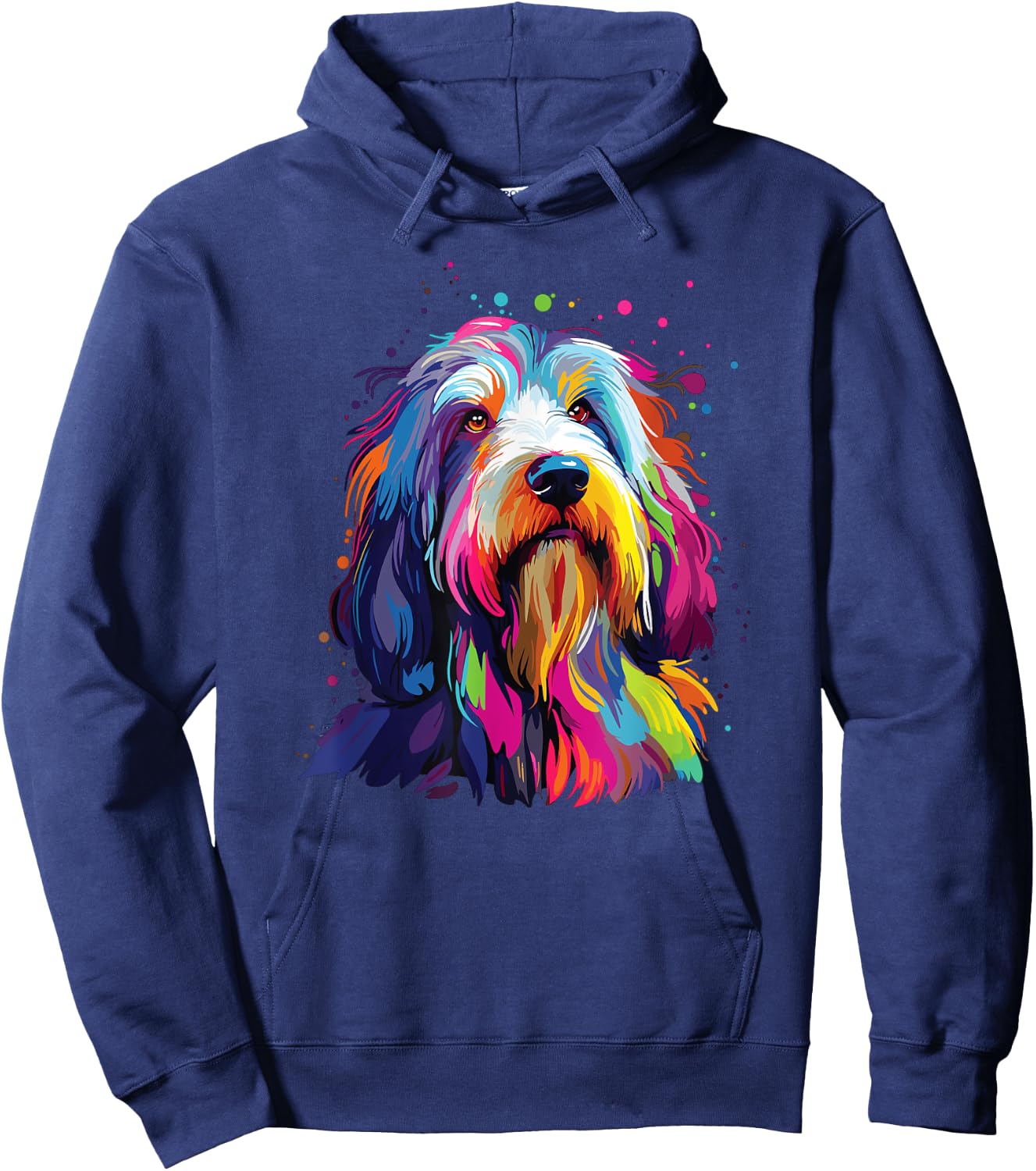 Watercolor Colorful Bearded Collie Dogs Hoodie - Hoodie | Navy