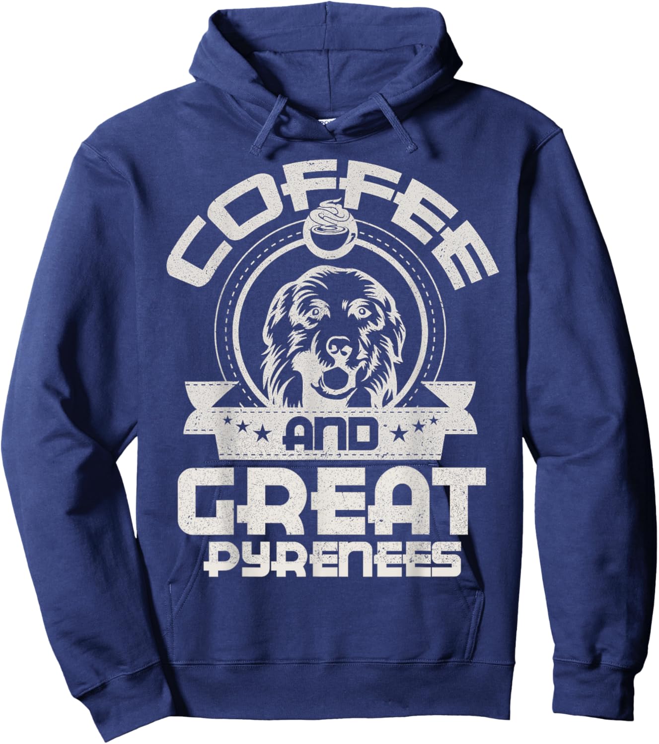 Coffee And Great Pyrenees Coffee Drinking Dog Owner Lover Hoodie - Hoodie | Navy