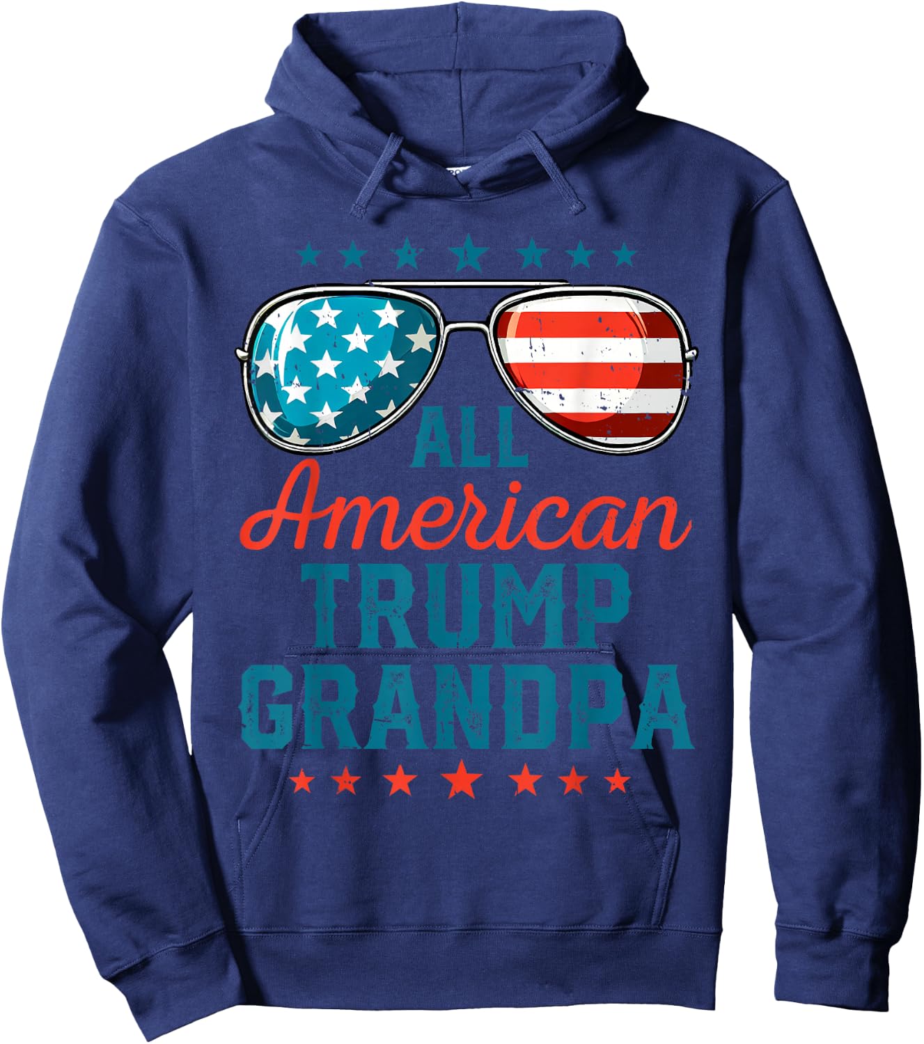 All American Trump Grandpa 4th Of July USA Sunglasses Funny Hoodie - Hoodie | Navy